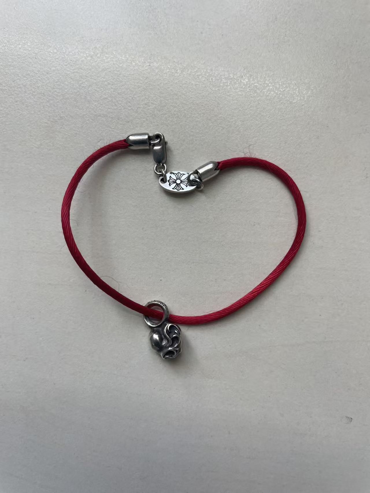 Chrome Hearts Chrome Hearts Silver Heart Vine Pendant Red String Bracelet Size ONE SIZE - 7 Thumbnail