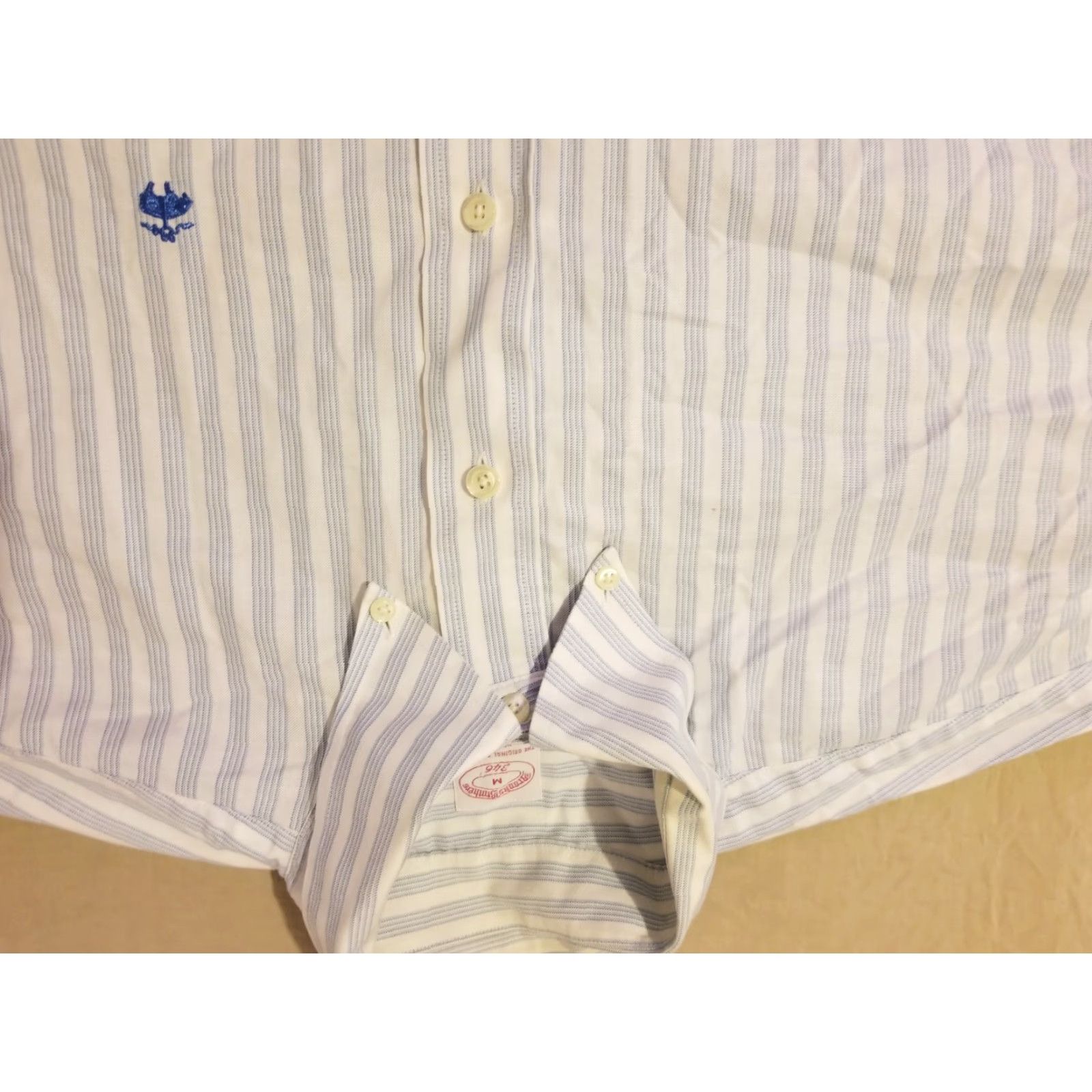 Brooks Brothers Brooks Brothers Dress Shirt Mens M Medium Blue White Button Cotton Size 40R - 2 Thumbnail