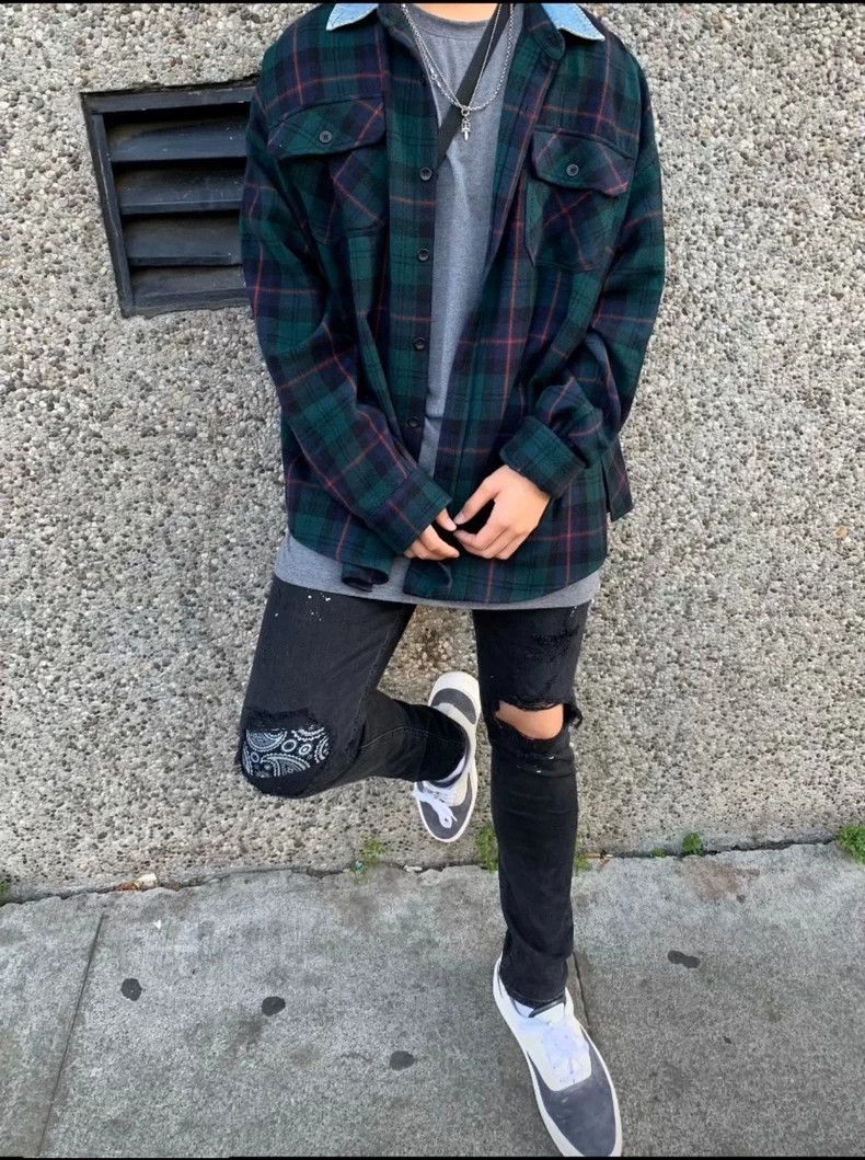 Fear of God Fear of God Green plaid denim collar shirt Size US XS / EU 42 / 0 - 7 Thumbnail