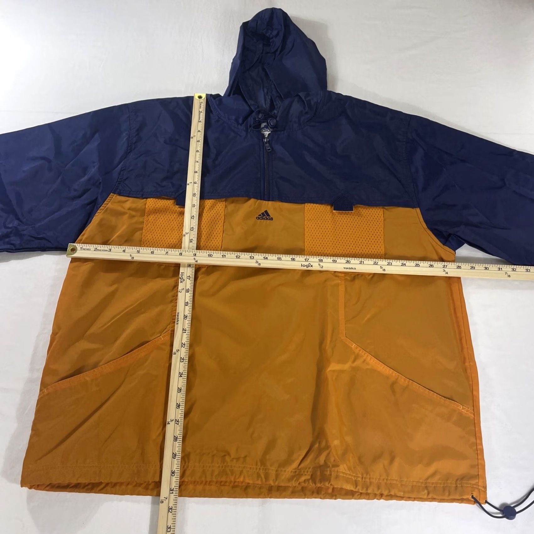 Adidas VINTAGE Adidas Windbreaker Jacket Hoodie 2XL 1/4 Zip Orange Blue 2 Tone Mens Jacket Size US XXL / EU 58 / 5 - 3 Thumbnail
