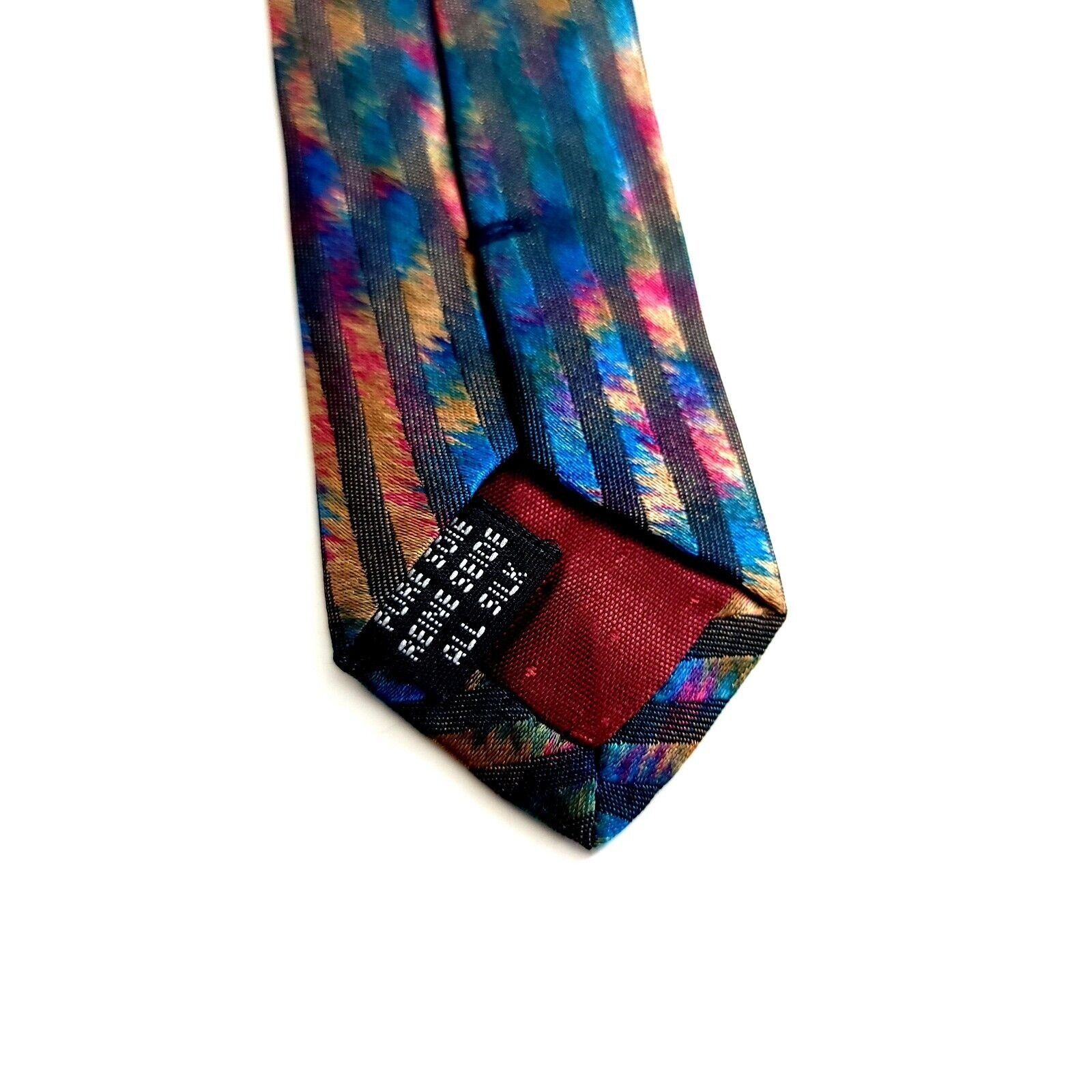 Bachrach Bachrach Woven Multi-Colored Striped Short Wide Silk Tie Size ONE SIZE - 4 Thumbnail