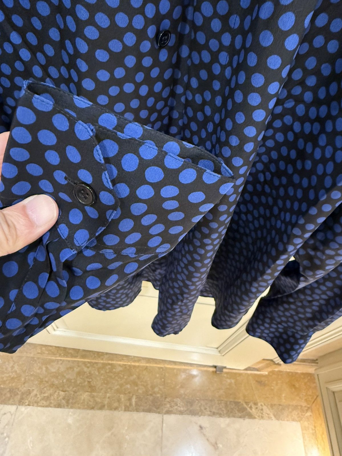 Saint Laurent Paris blue polka dots silk shirt collar size41 Size US M / EU 48-50 / 2 - 8 Thumbnail