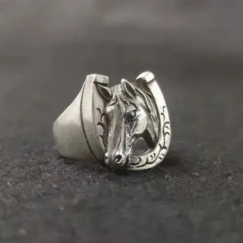 Other 925 Silver Plated Adjustable Horse Ring for Men Women Size ONE SIZE - 2 Thumbnail