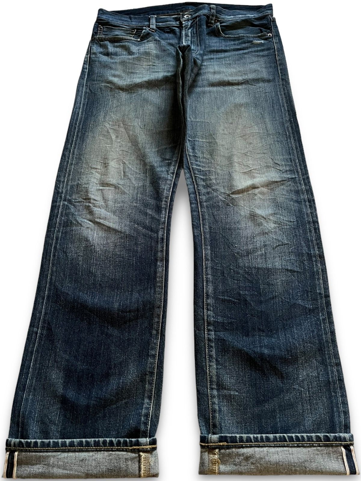 image of Jun Takahashi x Uniqlo Vintage Uniqlo Selvedge Faded Wash Distressed Loose Jeans in Blue (Size 36)