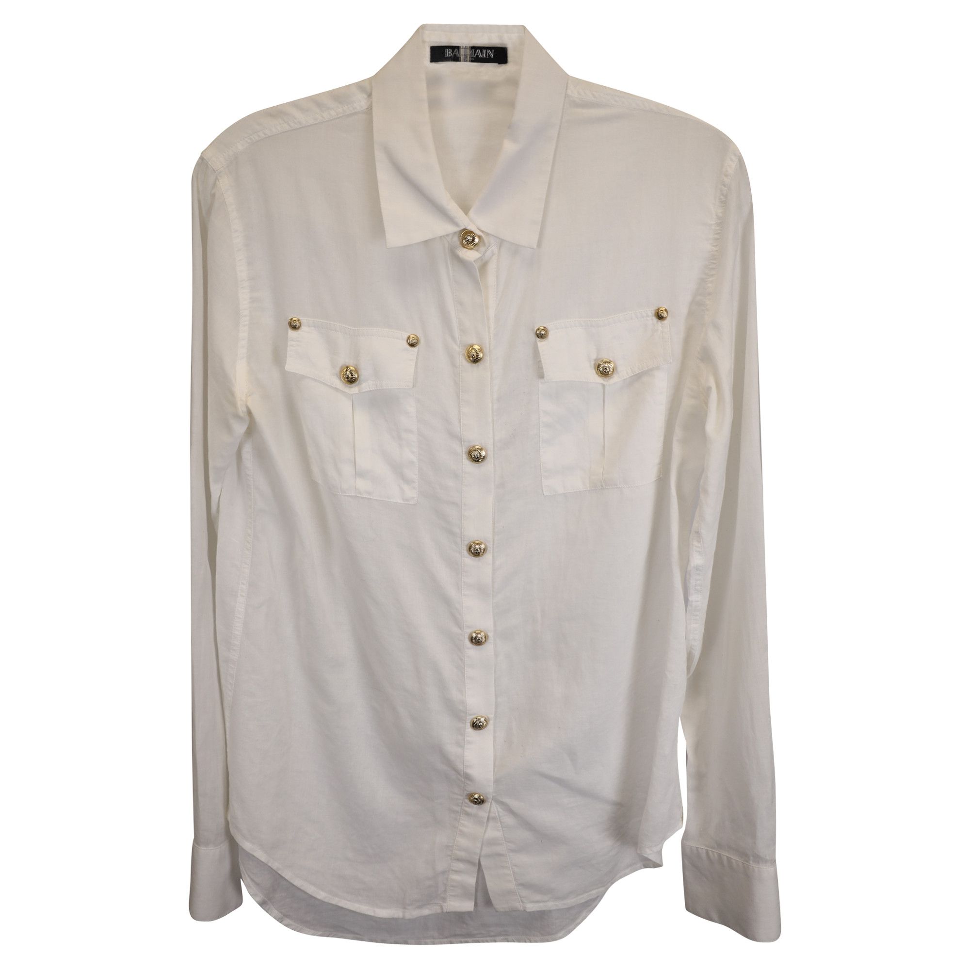 Balmain Balmain Gold Button Shirt in White Cotton Size XS / US 0-2 / IT 36-38 - 1 Thumbnail