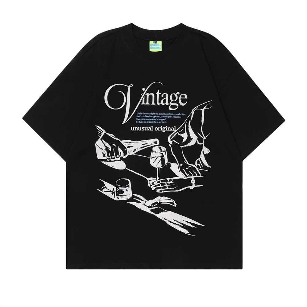 Vintage Men's street fashion all-match wine glass print T-shirt Size US M / EU 48-50 / 2 - 1 Thumbnail