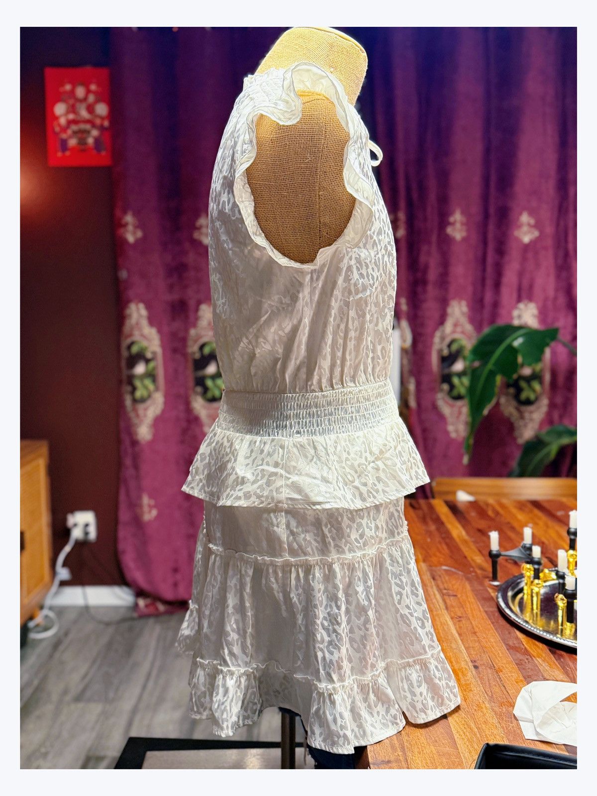 Other Chic Ruffled Mini Dress – Subtle Leopard Satin Print Size M / US 6-8 / IT 42-44 - 4 Thumbnail