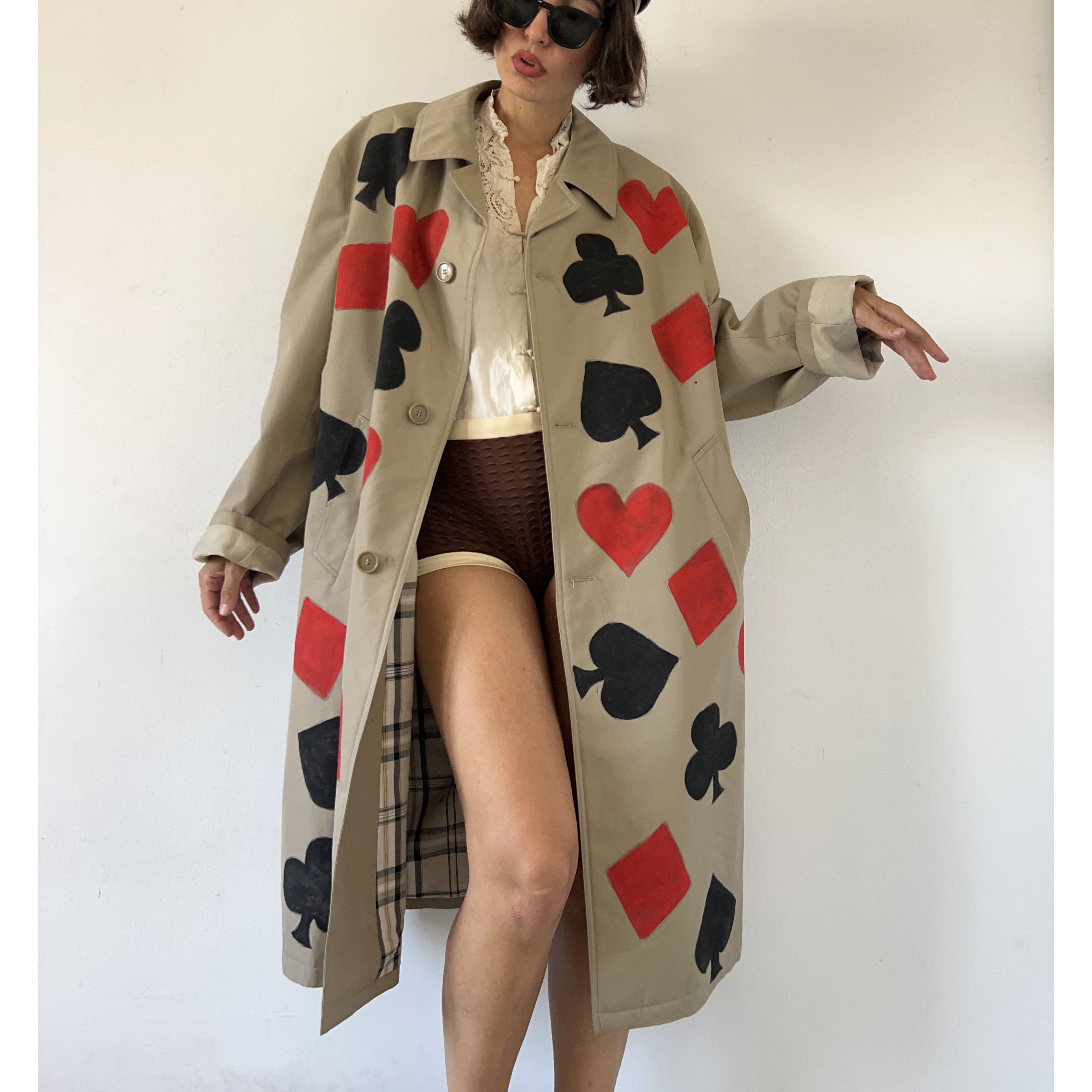 Custommade Custom poker joker print unisex vintage trench coat Size ONE SIZE - 6 Thumbnail