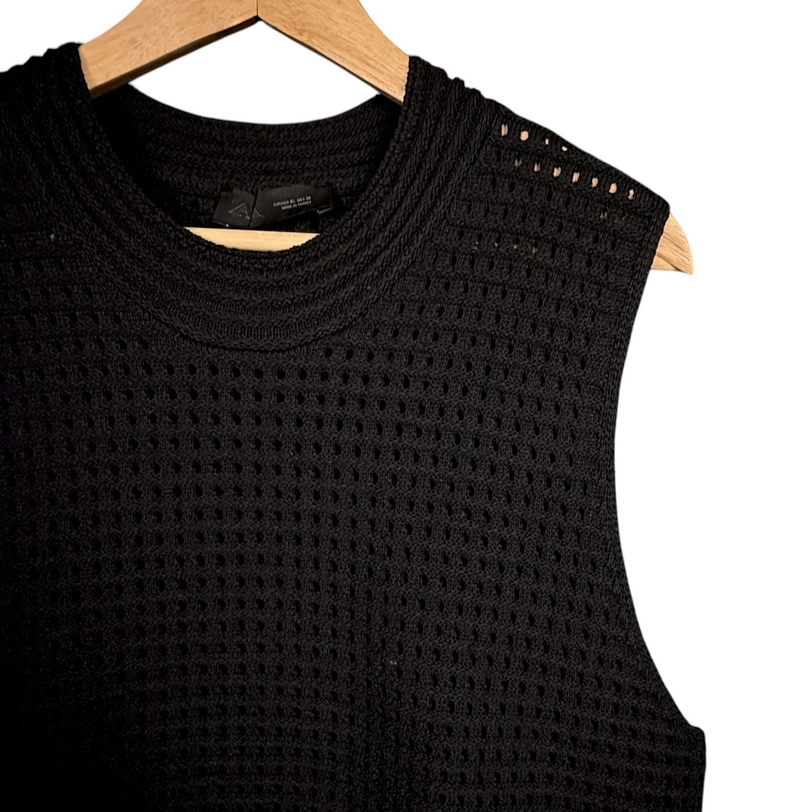 Zara Zara Women's XL Black Crochet Knit Fringe Tank Boho Festival Size XL / US 12-14 / IT 48-50 - 6 Thumbnail