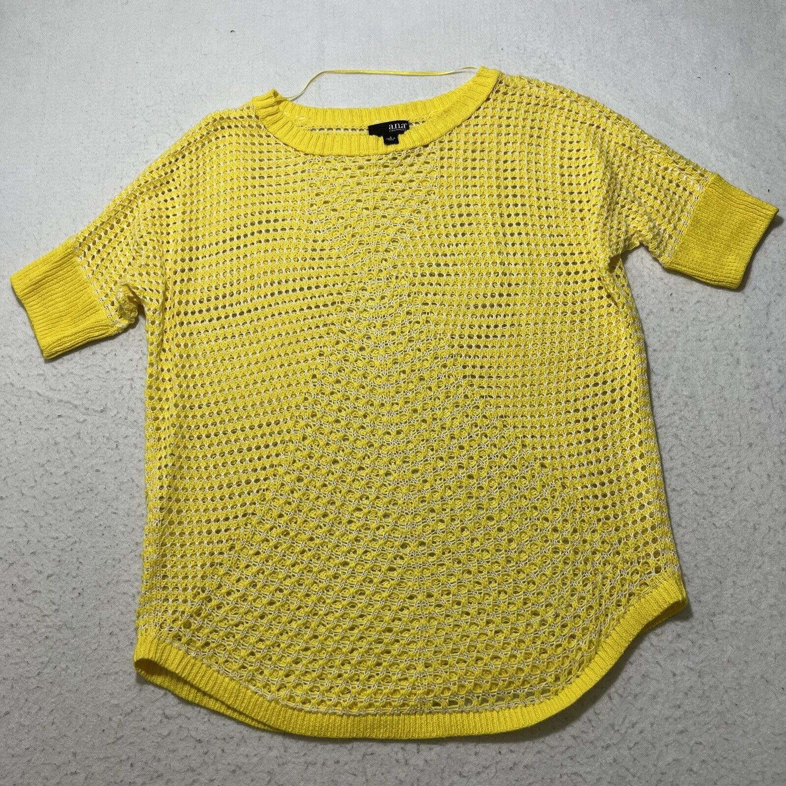 Other a.n.a Small Open Knit Sweater Bright Yellow Pullover Top Size S / US 4 / IT 40 - 1 Thumbnail