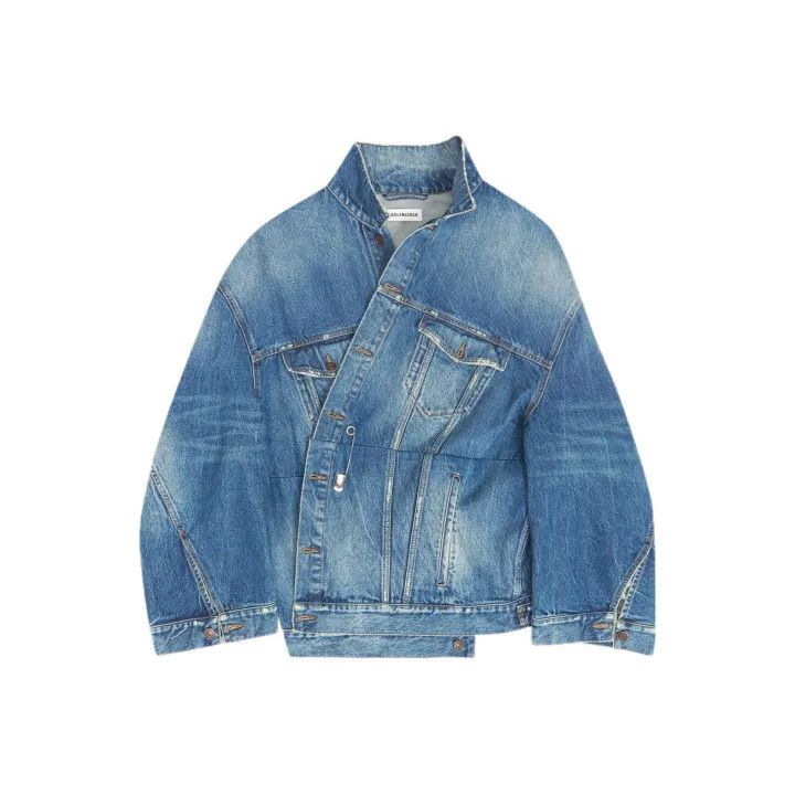 Balenciaga Balenciaga Blue Vintage Wash Long Sleeve Denim Jacket 0079 Size S / US 4 / IT 40 - 1 Thumbnail
