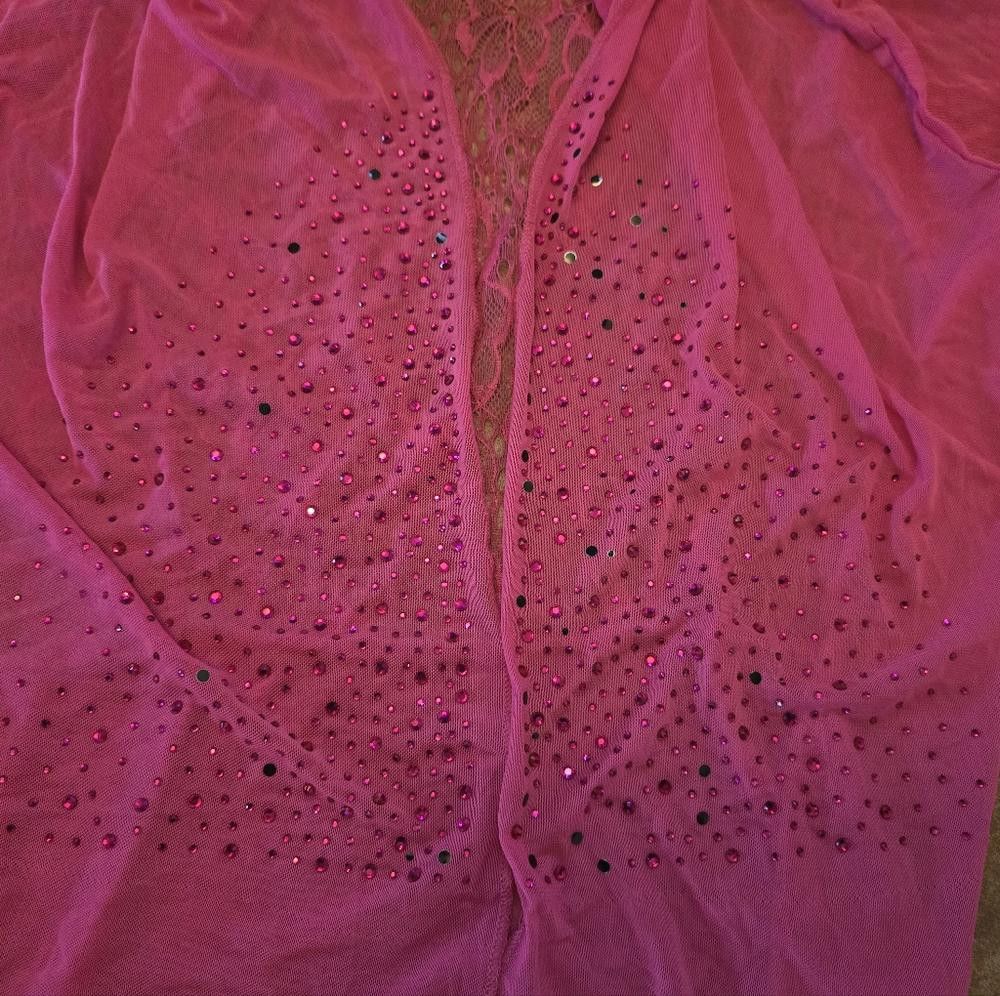 Designer Dark Pink Dressy Cardigan Short Sleeve Size M / US 6-8 / IT 42-44 - 3 Thumbnail