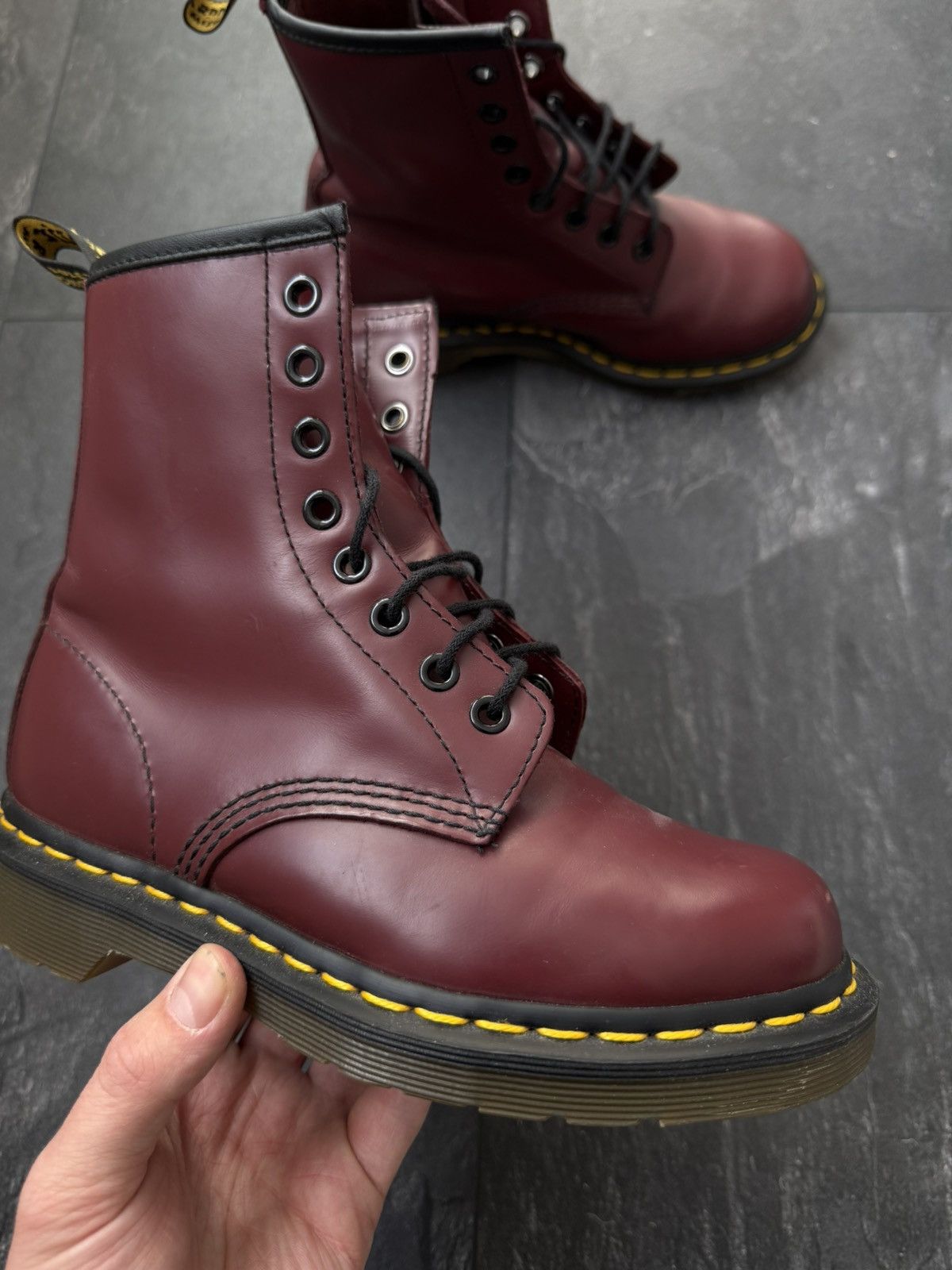 Dr. Martens × Vintage Dr Martens 1460 Vintage Boots Shoes Cherry Red Smooth Size US 5 / IT 35 - 3 Thumbnail