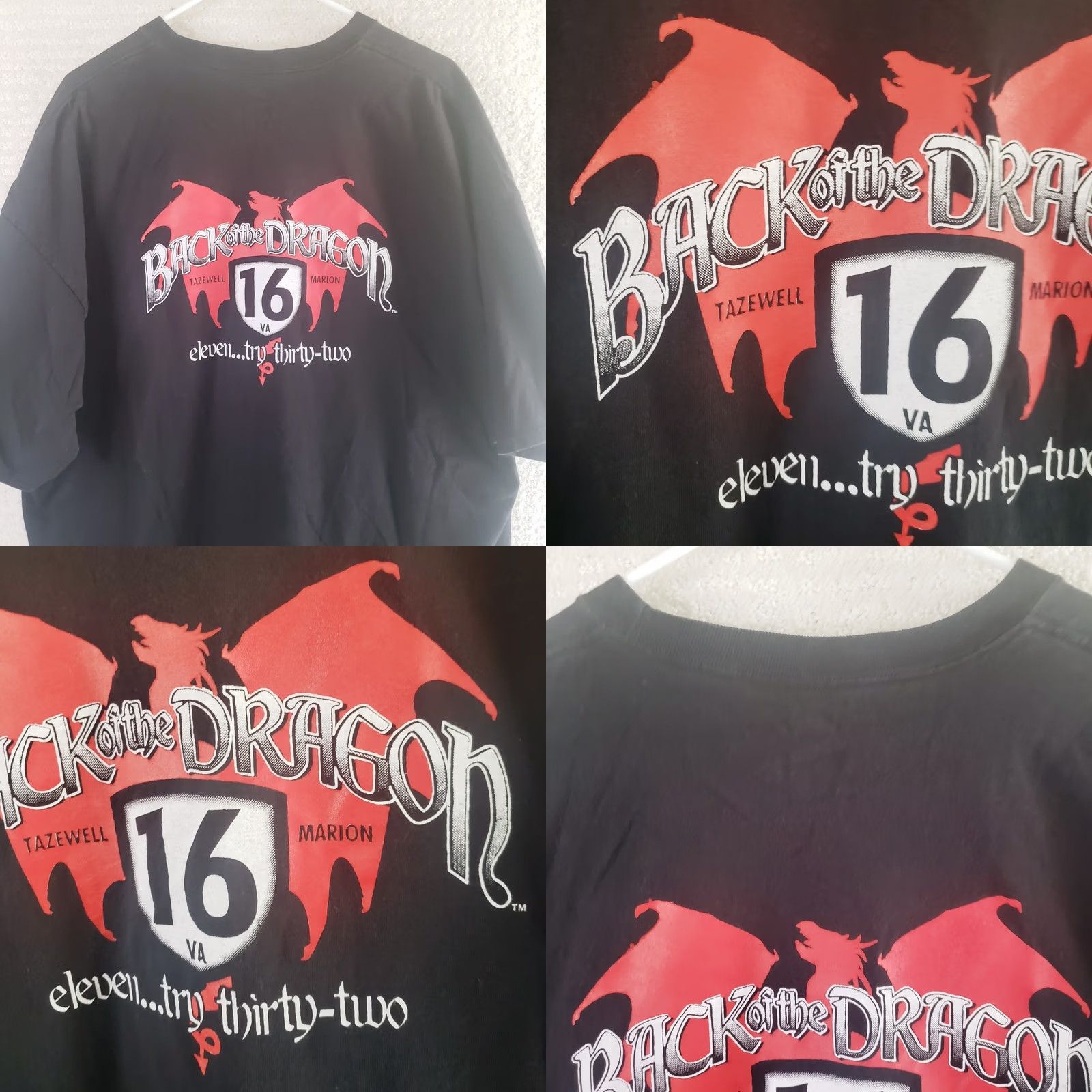 Hanes Hanes Back Of The Dragon T-Shirt 3XL Black Red Graphic Print Crew Neck Short Sleeve Unisex Adults Size US XXL / EU 58 / 5 - 8 Thumbnail