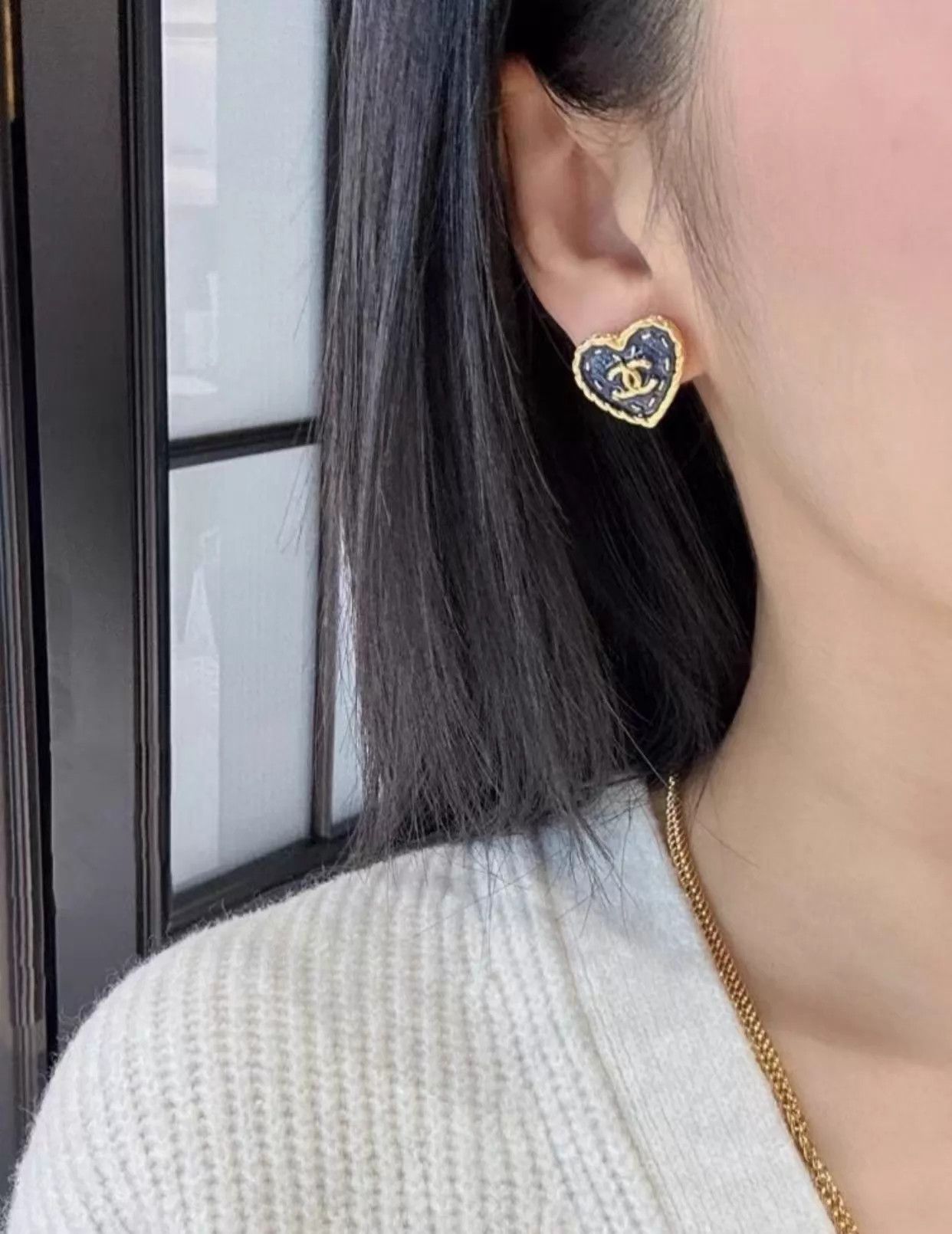 Chanel Chanel 24P Blue Denim Heart Earrings (Xiao) New Box AH216 Size ONE SIZE - 7 Thumbnail