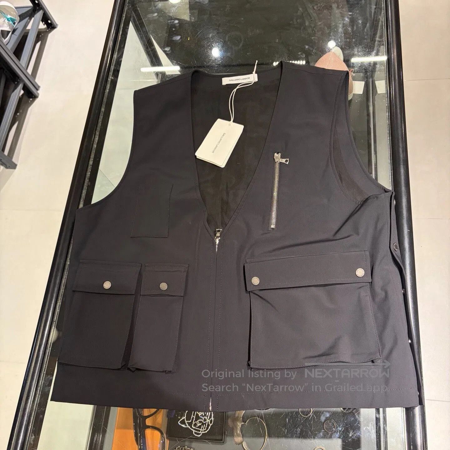 Galliano Landor GL Black Multi-Pocket Vest.