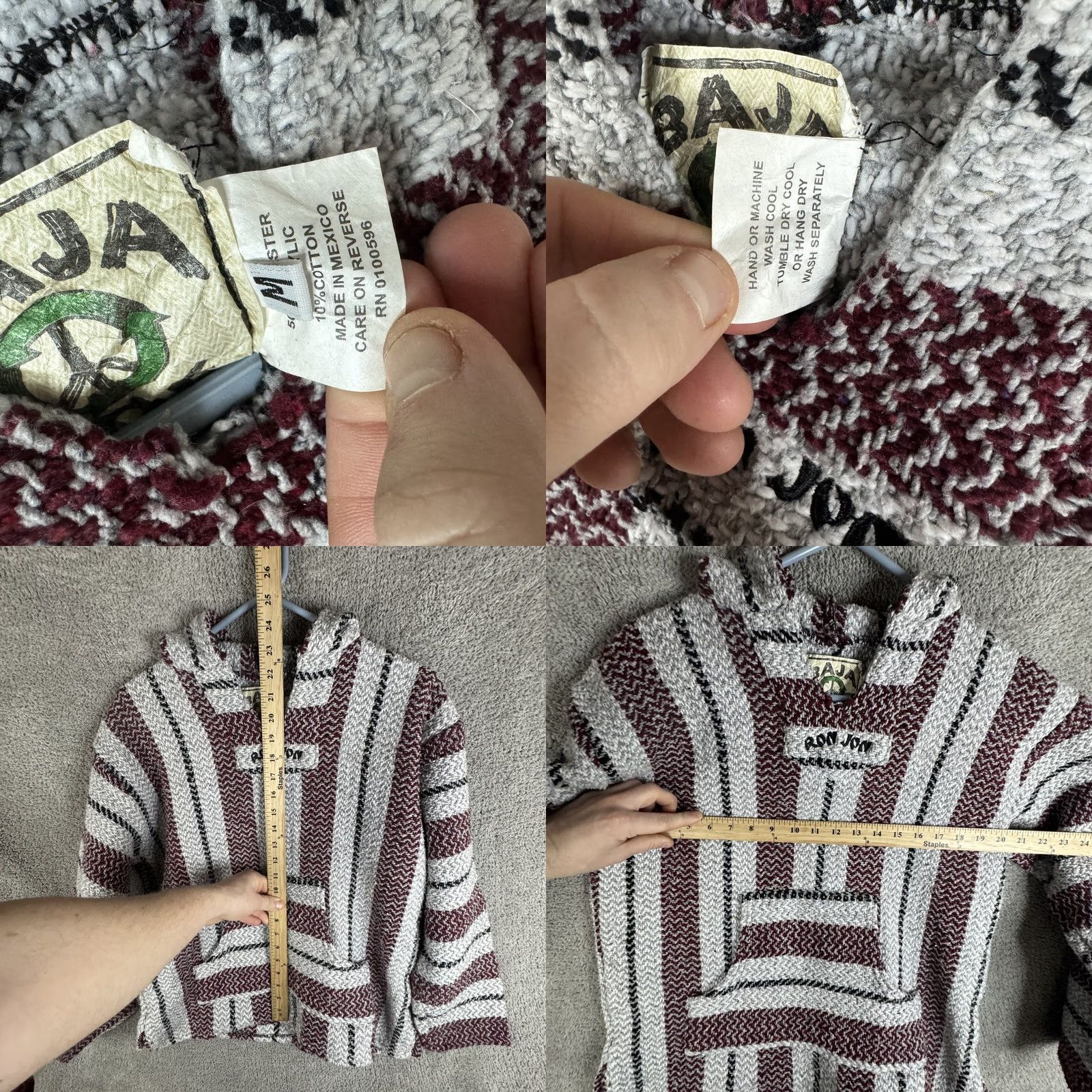 KangaROOS Baja Joe Hoodie Mens M Multicolor Striped Kangaroo Pocket Pullover Knit Hippie Surf Team Logo Embroidered V-Neck Casual Sweatshirt Size US M / EU 48-50 / 2 - 8 Thumbnail