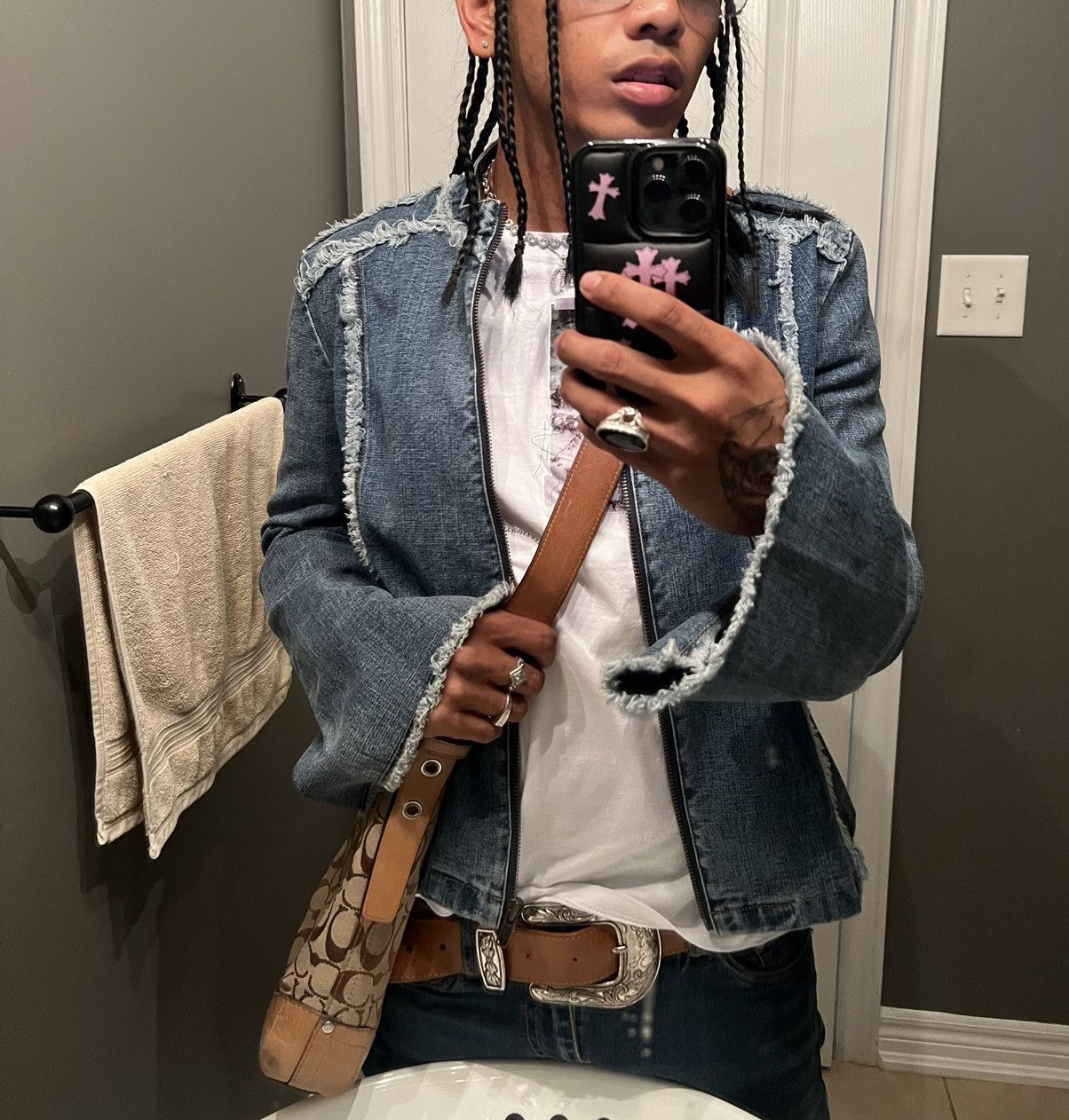 Japanese Brand Distressed cropped denim jacket Size US S / EU 44-46 / 1 - 7 Thumbnail