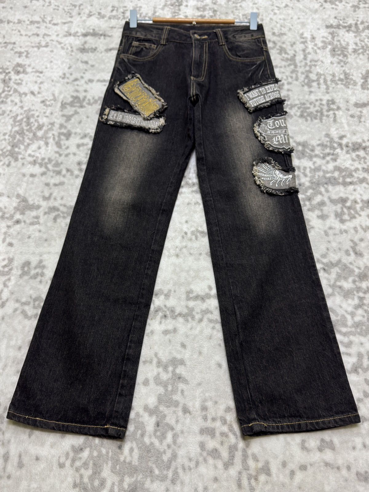 If Six Was Nine Vintage Punk Patchwork Denim Y2K Regular Fit Jeans Size US 26 / EU 42 - 7 Thumbnail