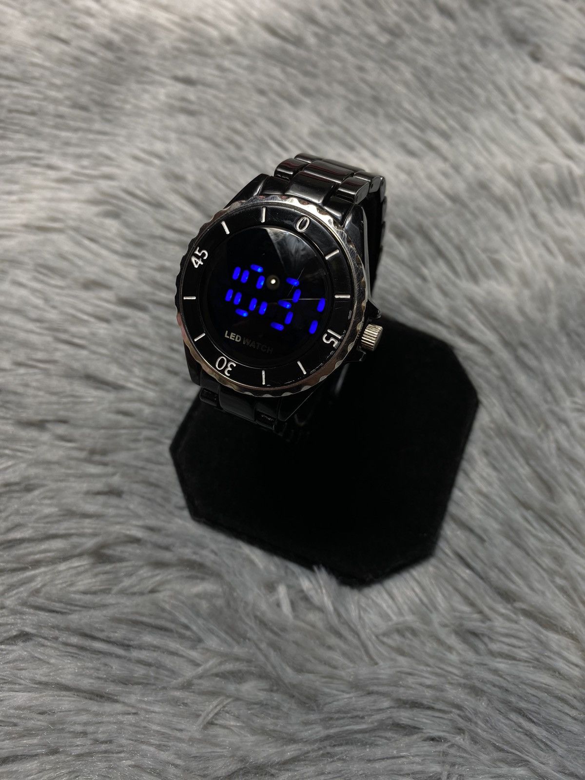 Japanese Brand Sleek LED Watch, Black Metal Strap - Japanese Brand Size ONE SIZE - 1 Thumbnail