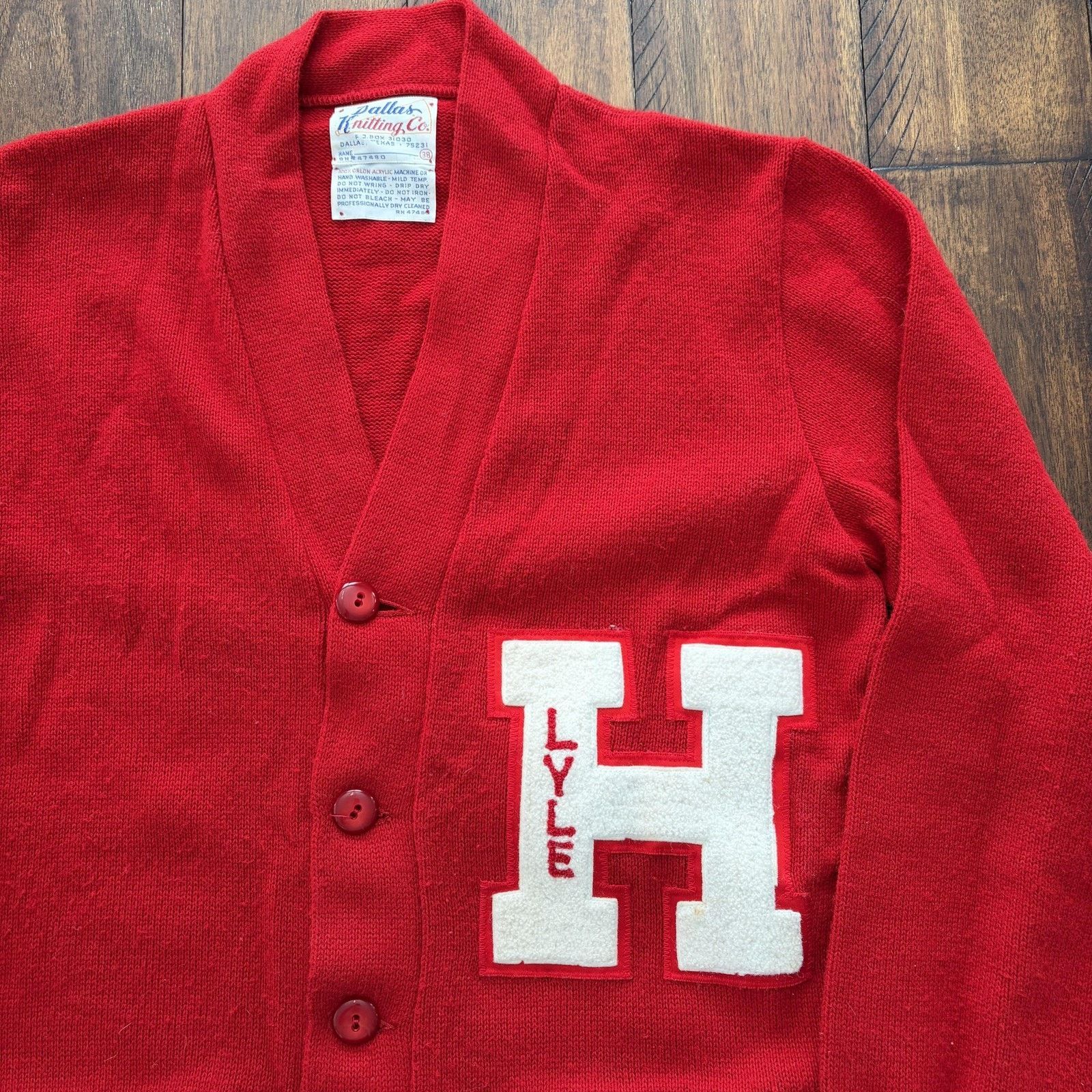 Vintage Vtg Dallas Knitting Co Sweater M Letterman Cardigan Varsity Size US M / EU 48-50 / 2 - 3 Thumbnail