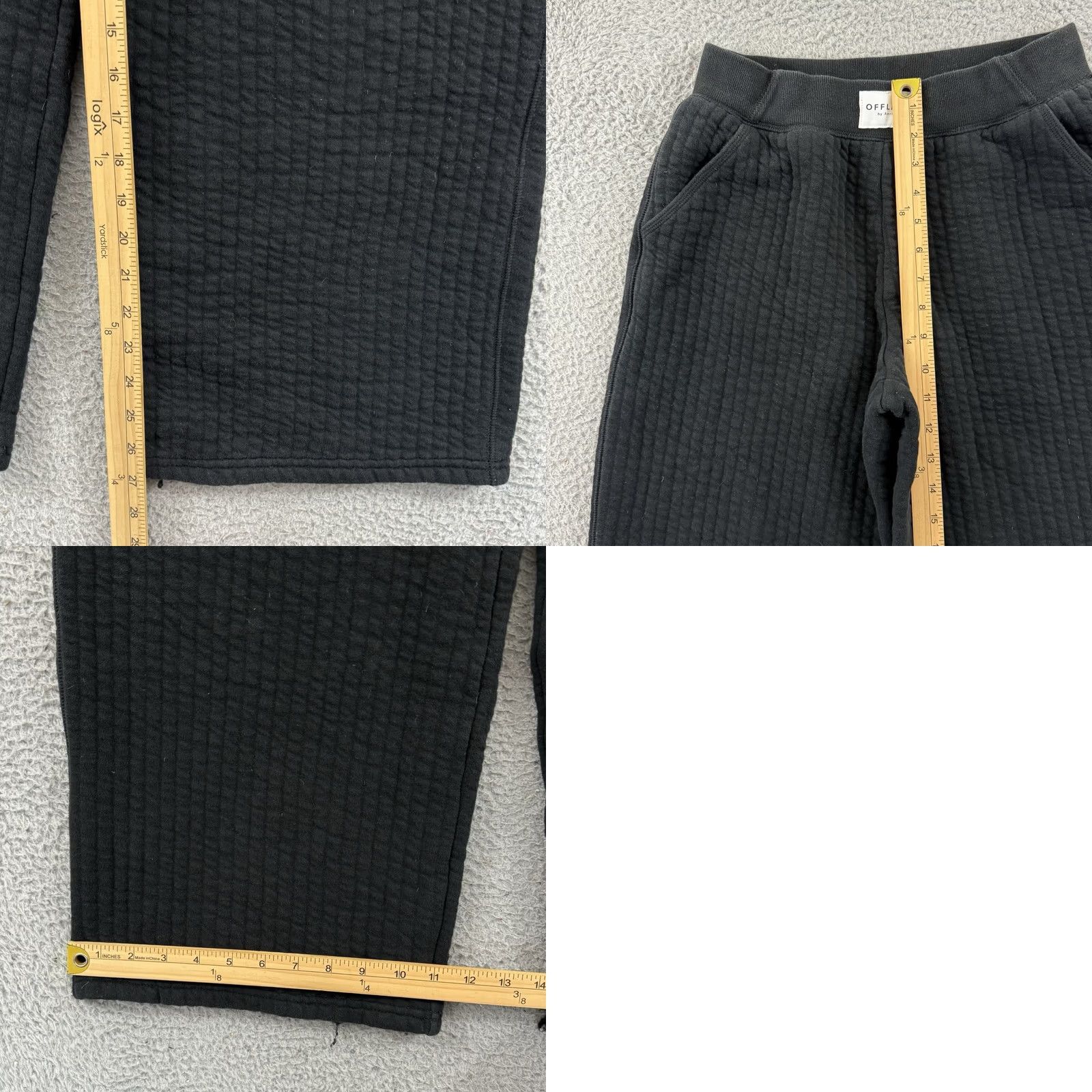 Vintage OFFLINE By Aerie Sweatpants Womens Small Short Black Wide Leg Lounge Casual Boho Size 28" / US 6 / IT 42 - 8 Thumbnail