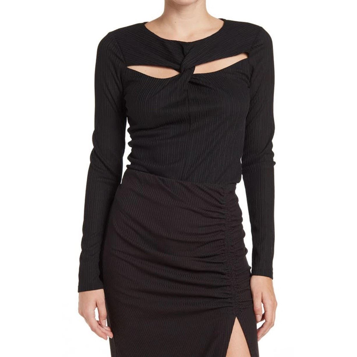 ASTR The Label ASTR The Label Women Black Twist Cutout Thong Bodysuit S Size S / US 4 / IT 40 - 1 Thumbnail