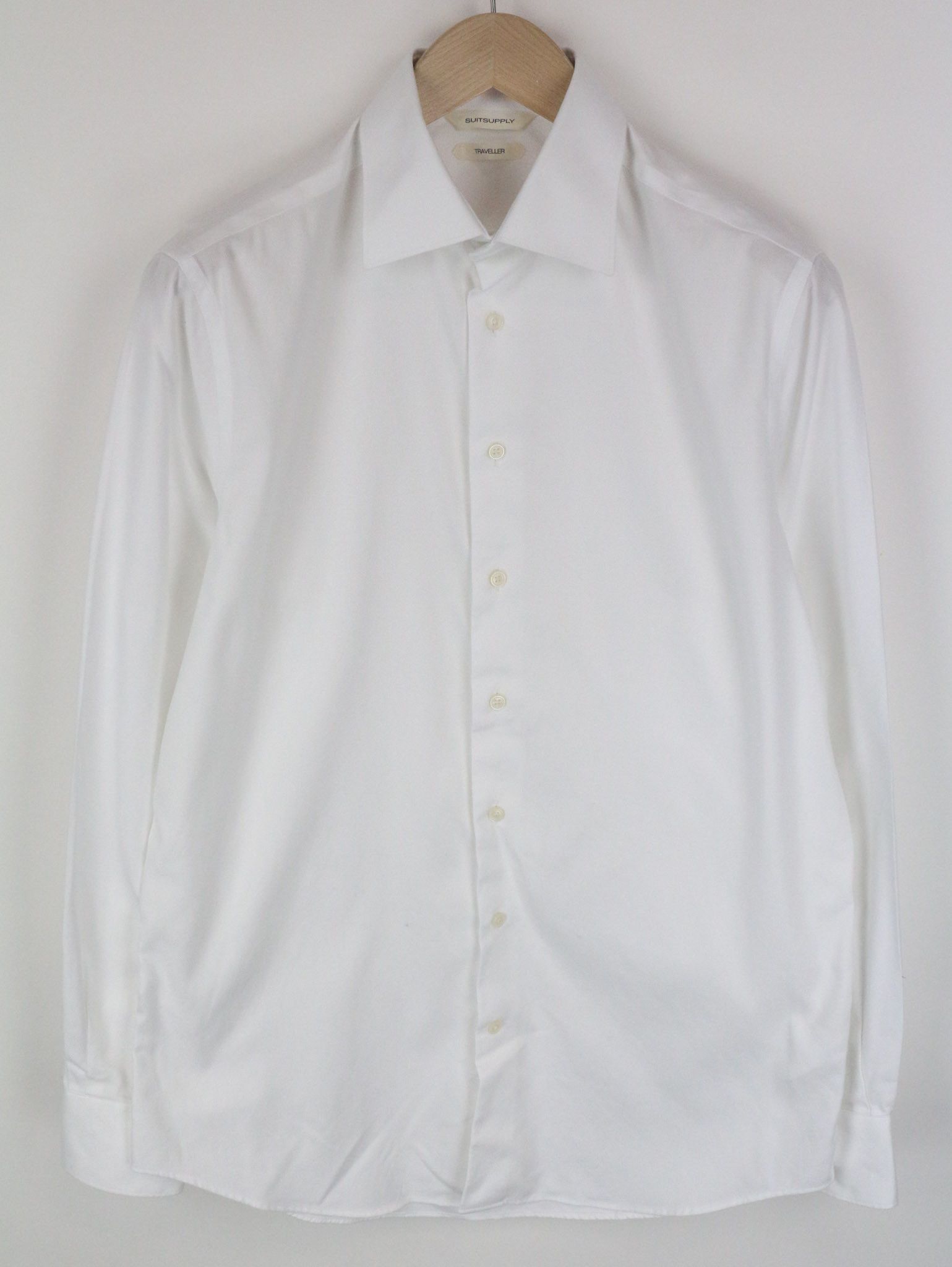 Suitsupply TRAVELLER 39/15 1/2 Slim White Cotton Long 72678 Size 38R - 1 Thumbnail