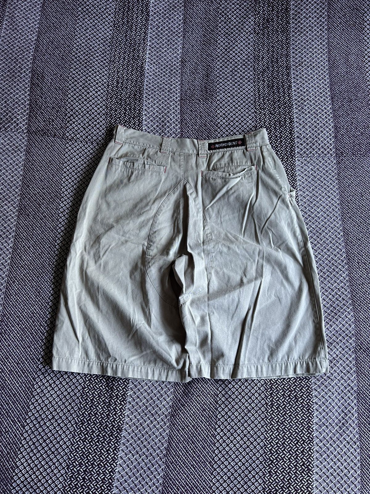 Independent Truck Co. Vintage Independent Beige Rap Shorts Streetwear Style Sz 34 Size US 34 / EU 50 - 1 Thumbnail