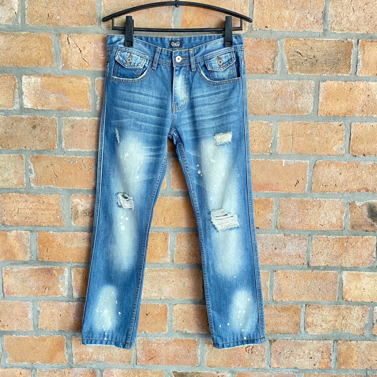 Dolce & Gabbana D&G DOLCE & GABBANAS Distressed Slim-Fit Blue Jeans Size 28" / US 6 / IT 42 - 16 Thumbnail