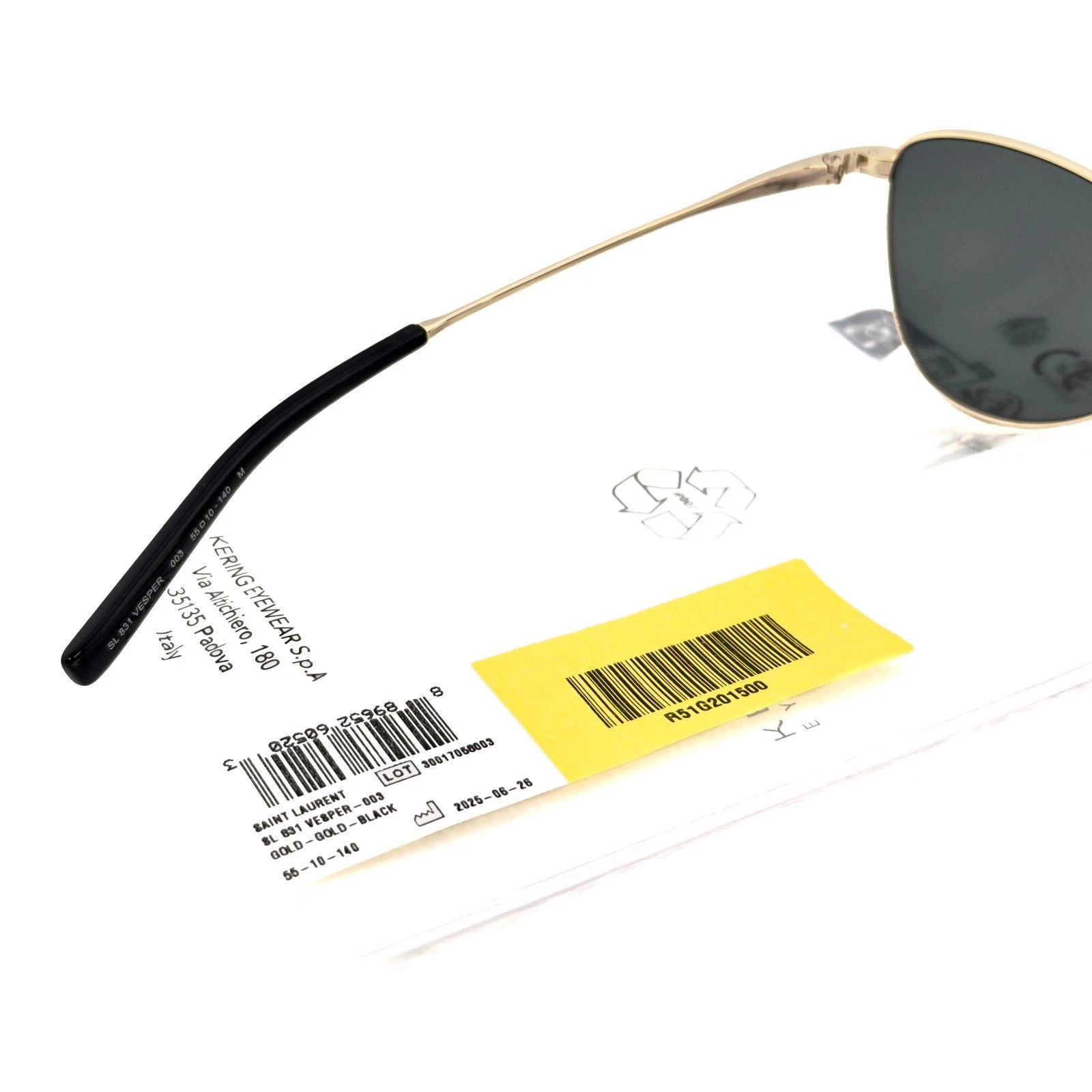 Saint Laurent Paris SAINT LAURENT VESPER SL 831 SL831 Gold Black Sunglasses 003 Size ONE SIZE - 7 Thumbnail