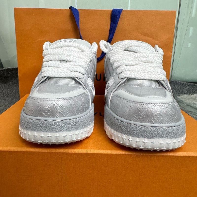 Louis Vuitton Louis Vuitton Silver Trainer Maxi Low Top Sneakers - Size US 8.5 / EU 41-42 - 2 Thumbnail