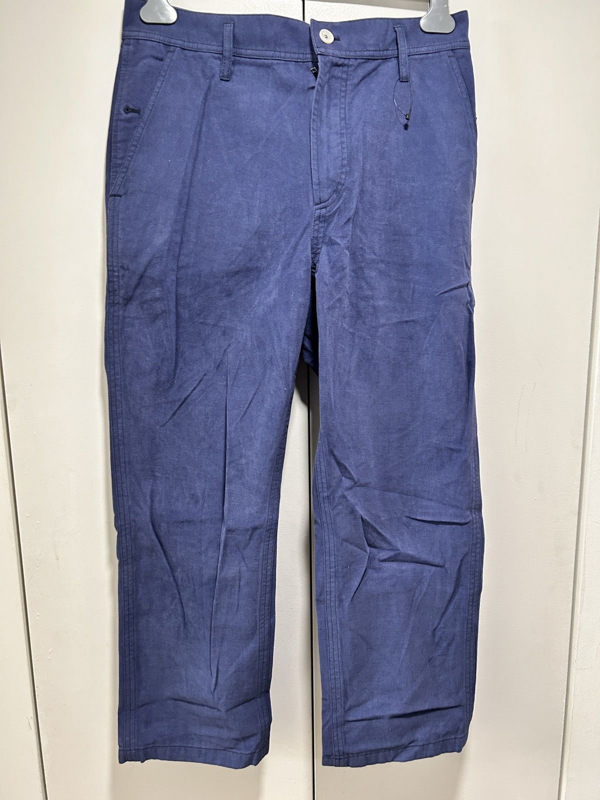 image of Burberry Prorsum Runway Wide Leg Trouser Cotton Corduroy in Blue, Men's (Size 32)