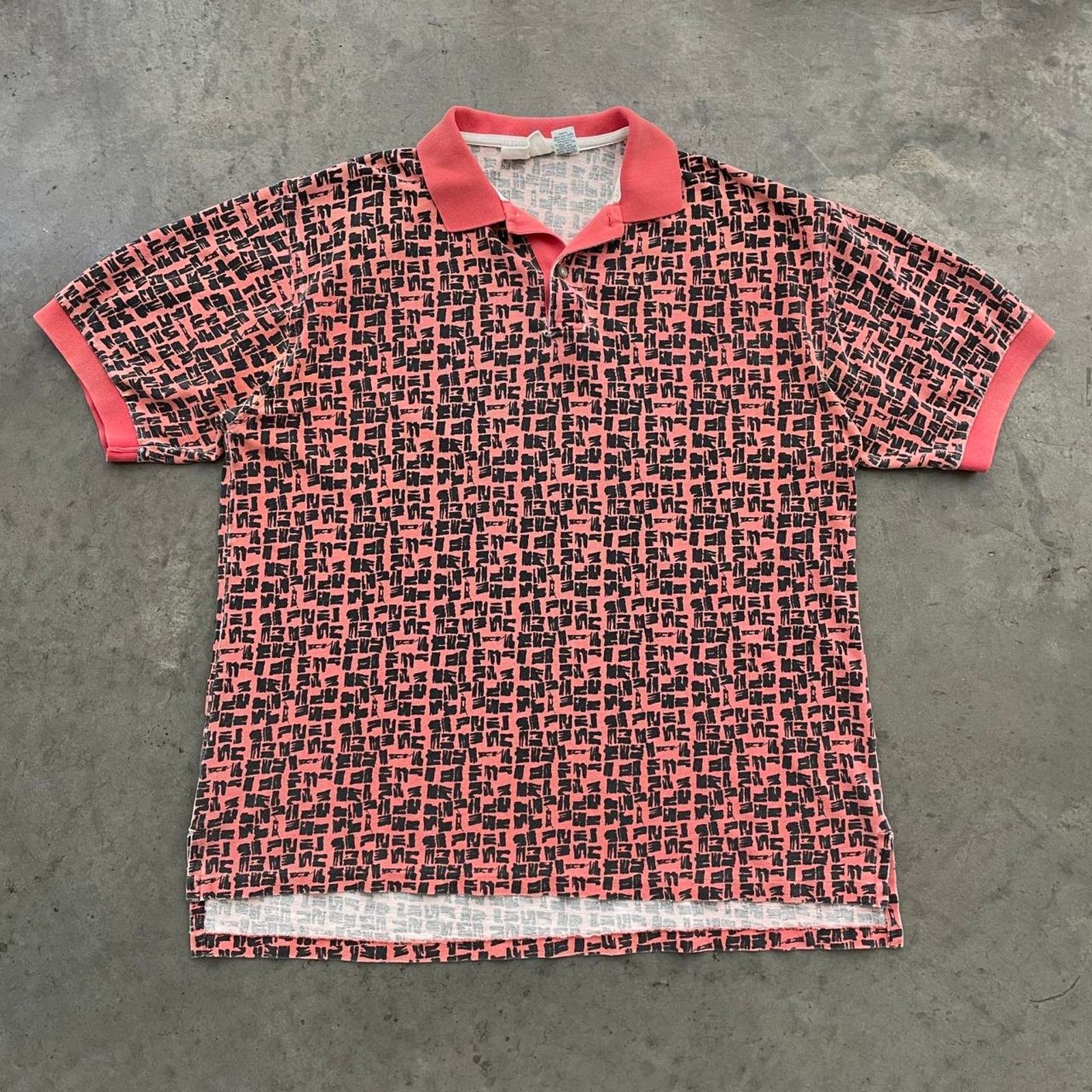 Vintage Vintage Salmon Patterned Polo Shirt Size US L / EU 52-54 / 3 - 1 Thumbnail