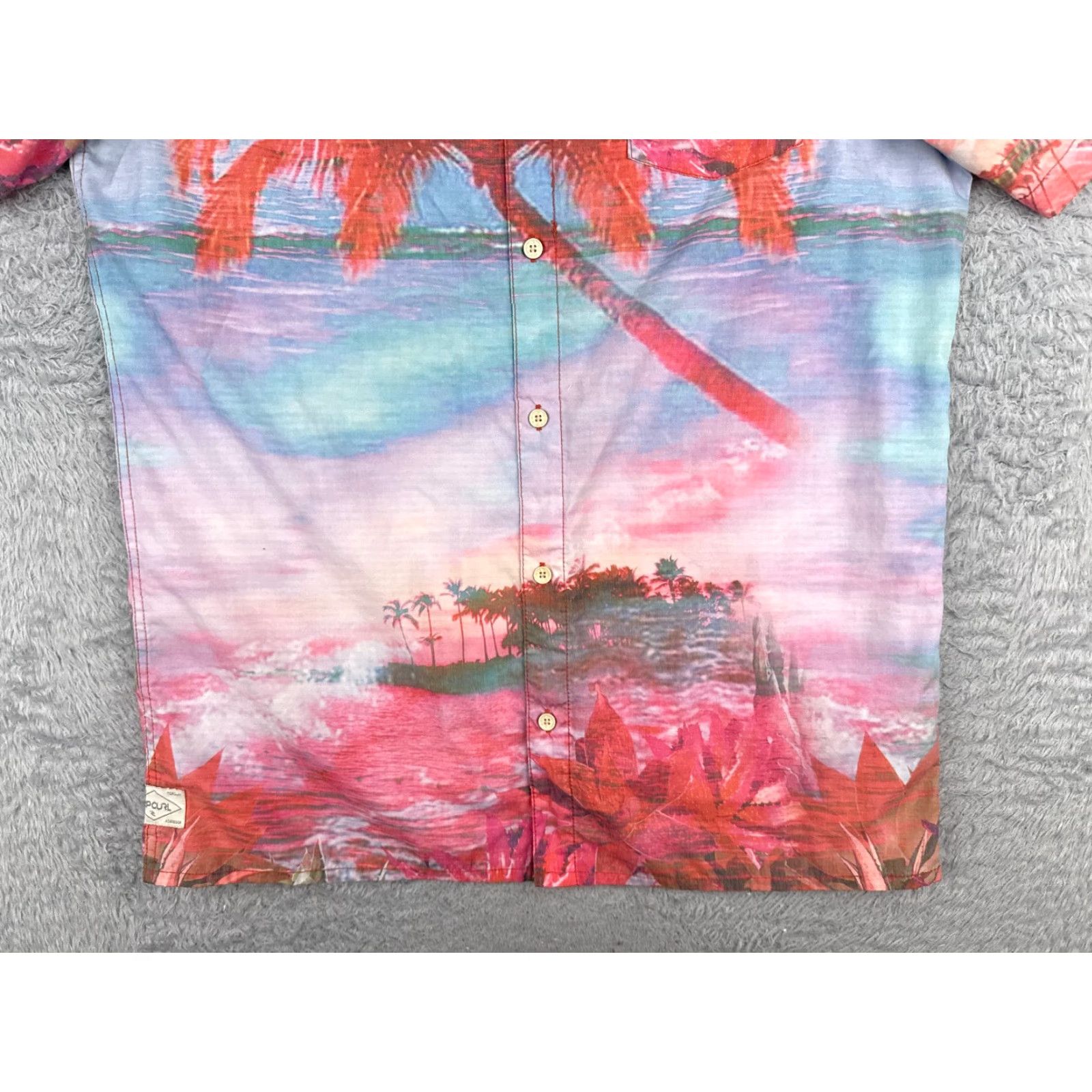 Rip Curl VINTAGE RIP CURL Shirt Men L Blue Floral Hawaiian Slim Cotton Blend Button-Up Short Sleeve Size US L / EU 52-54 / 3 - 5 Thumbnail