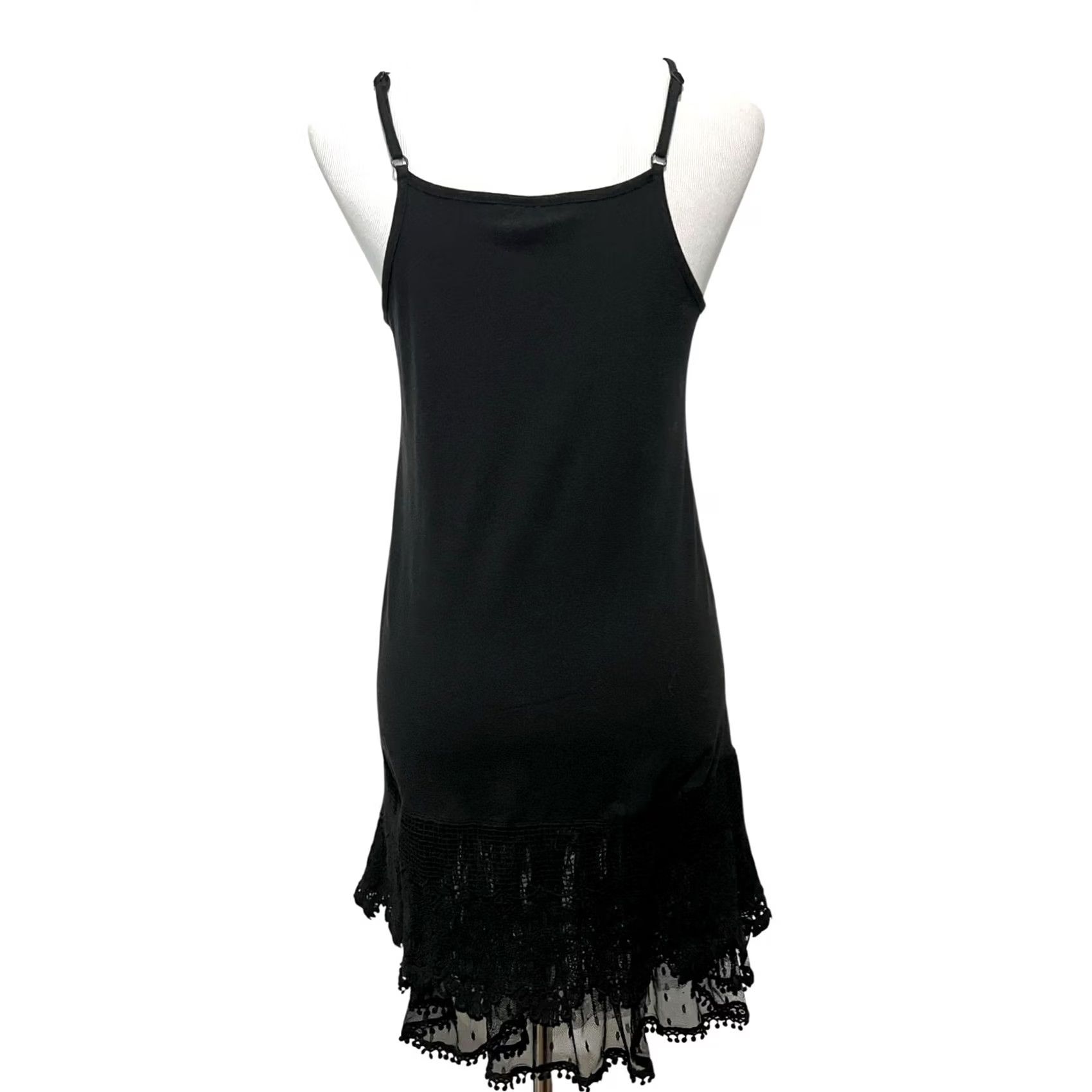 Vintage Winter Lennon Slip Dress Womens S Black Lace Trim Crochet Cami Adjustable Straps Size S / US 4 / IT 40 - 3 Thumbnail