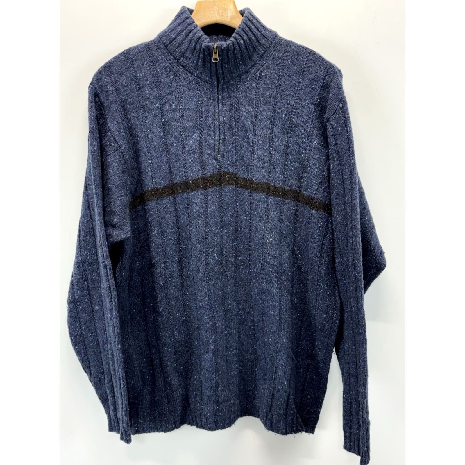 Vintage VINTAGE J. Ashford Wool Sweater Men XL Blue 1/4 Zip 90s Made In Italy Pullover Knit Mock Neck Long Sleeve Ribbed Wool Blend Mens Size US XL / EU 56 / 4 - 2 Thumbnail
