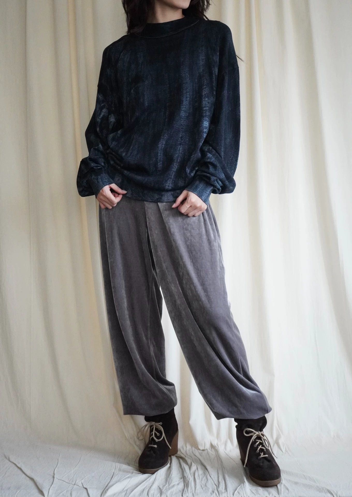 Issey Miyake Issey Miyake 1991 Blue-Gray Velvet Lantern Trousers L Size 28" / US 6 / IT 42 - 3 Thumbnail