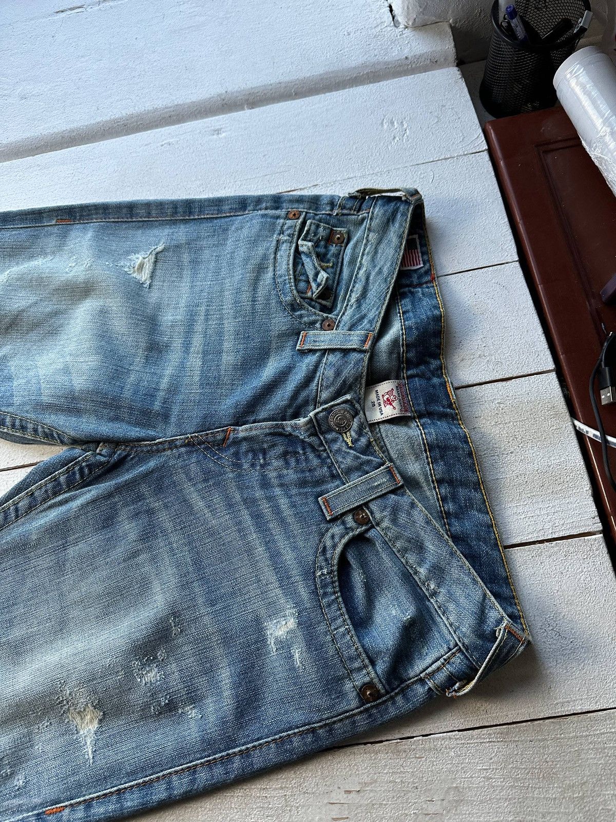 True Religion AVANT GARDE 🚨 TRUE RELIGION BLUE WOMEN PANTS WITH LOGO Size 33" - 7 Thumbnail