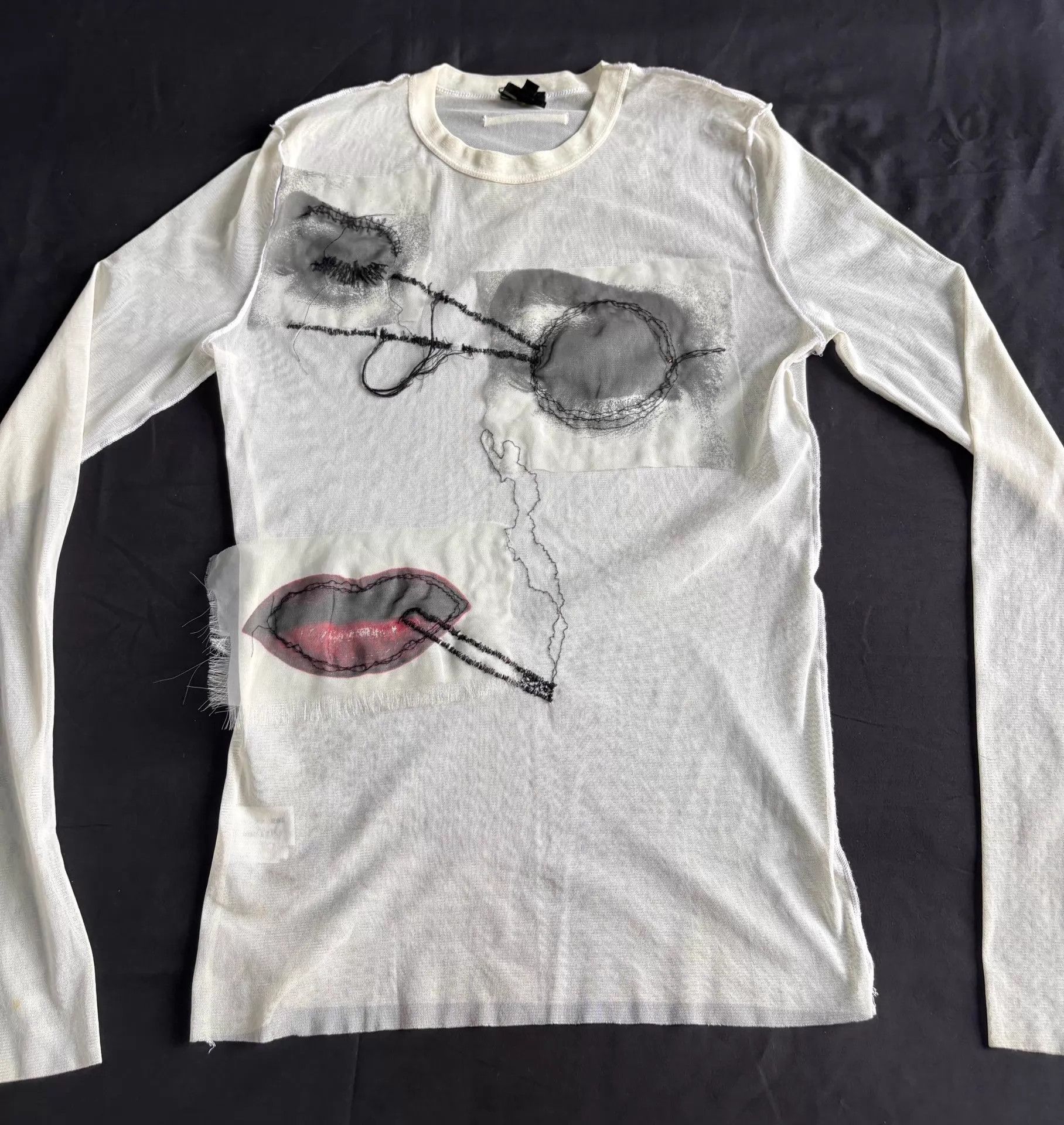 Jean Paul Gaultier JPG 2002 Madonna Face Tulle White LS Tee Rare Size XL / US 12-14 / IT 48-50 - 3 Thumbnail