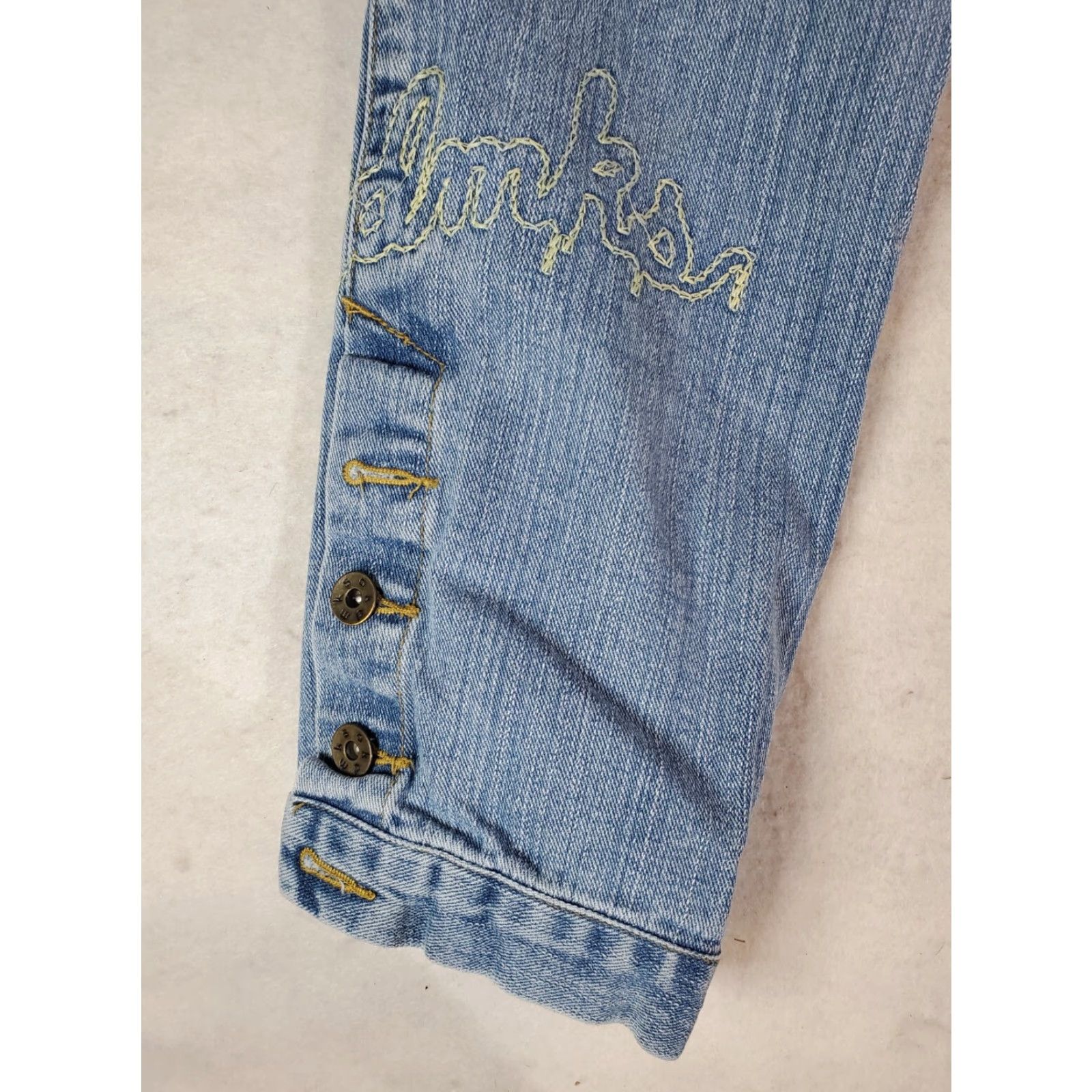 Akademiks VINTAGE Akademiks Slim Fit Zipper Jeans Womens 30x32 Light Blue Embroidered Denim Jeans Size 30" / US 8 / IT 44 - 6 Thumbnail