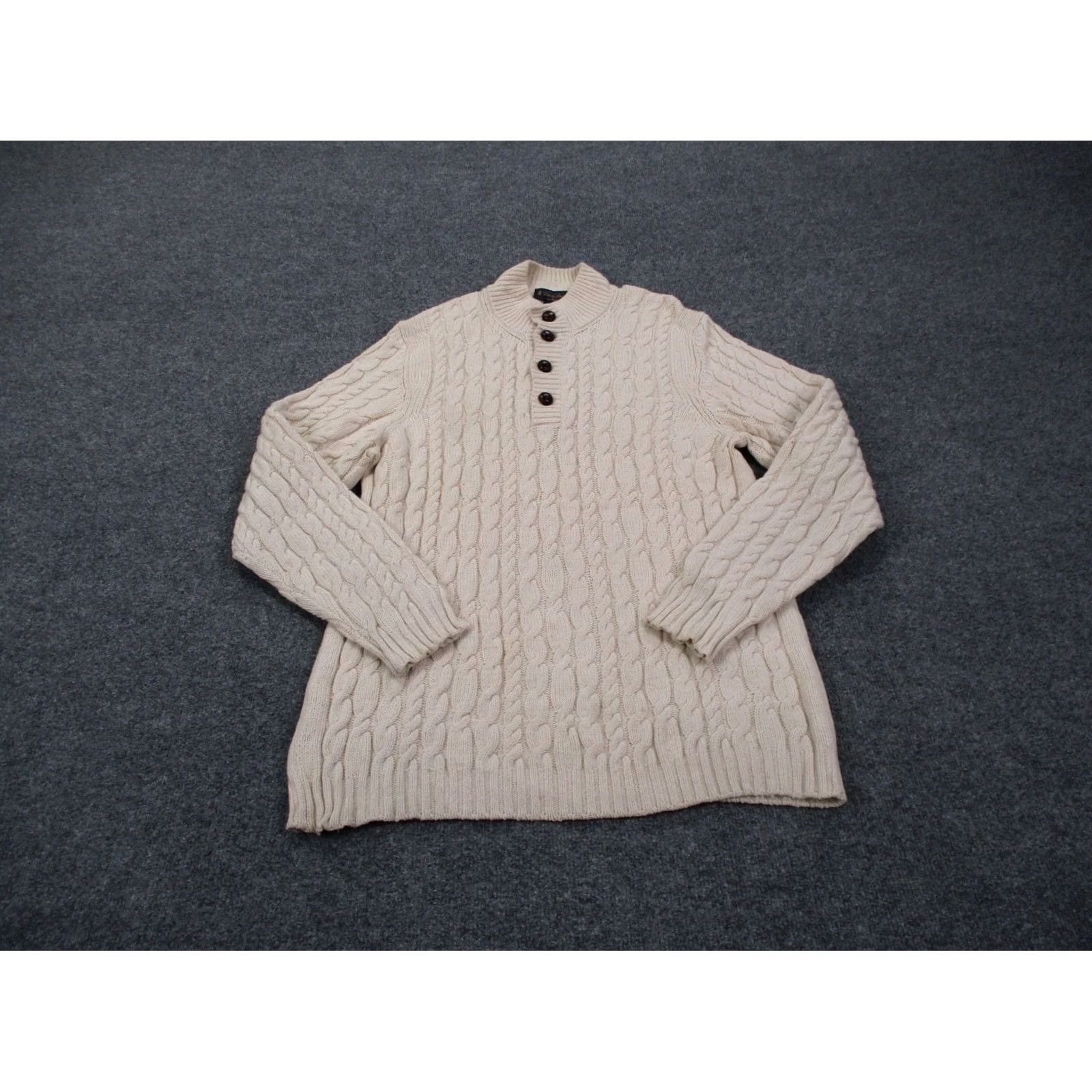 Brooks Brothers Brooks Brothers Sweater Women L Beige Wool Cable Knit Relaxed Fisherman Chunky Pullover Seasonal Outdoor 90s Mens Womens Boys Girls Size L / US 10 / IT 46 - 2 Thumbnail