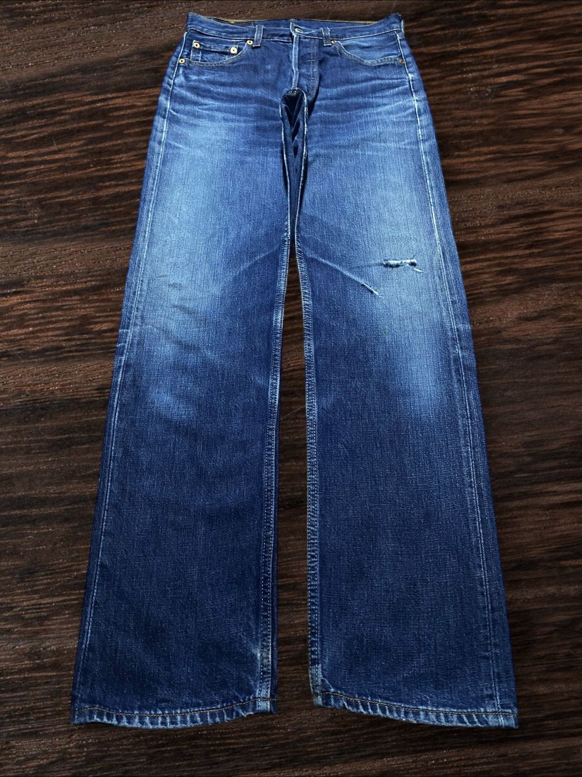 Levi's Vintage Clothing Levi's 501 blue jeans with a worn, distressed look jeans Size US 29 - 1 Thumbnail