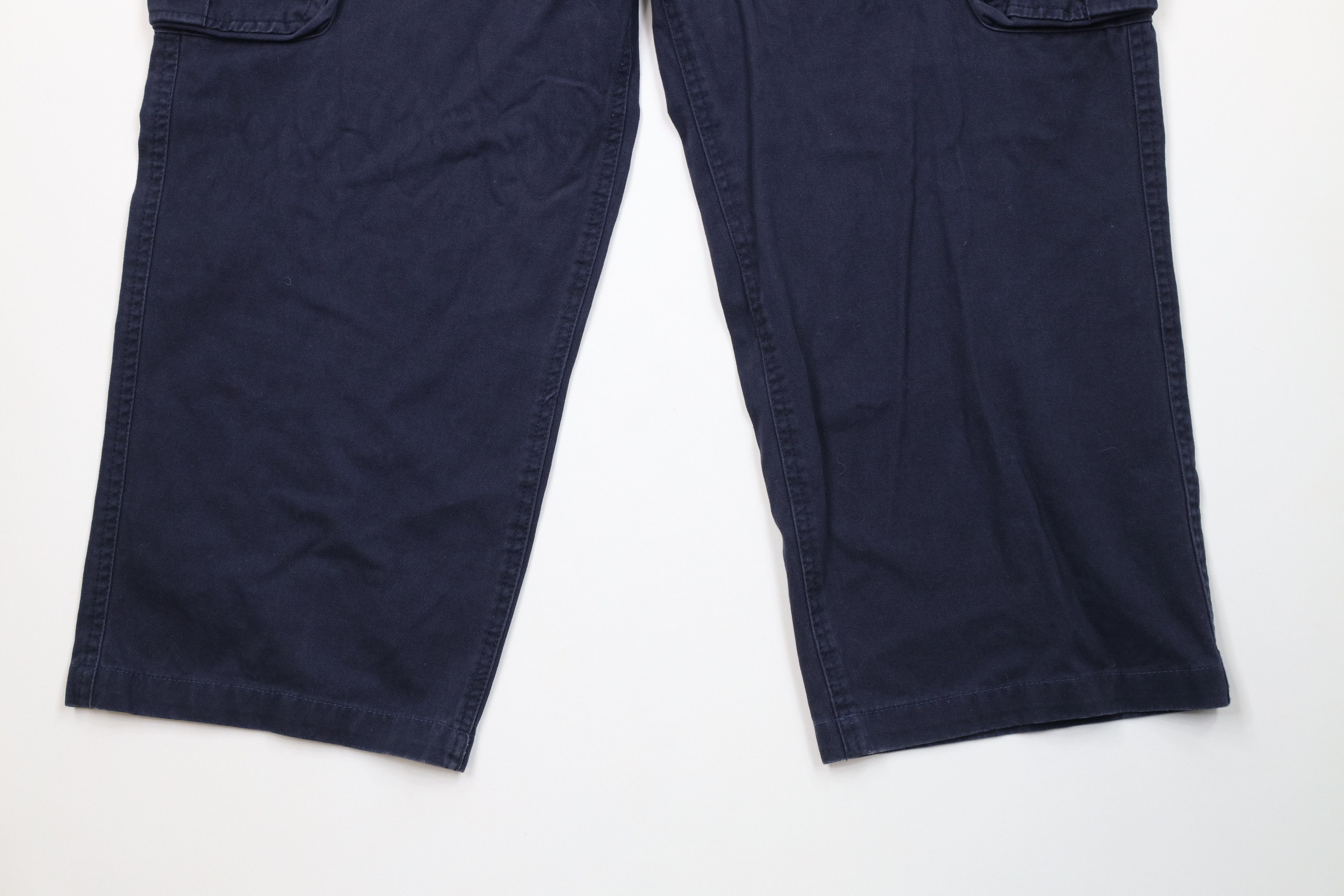 Vintage Vintage 90s Y2K Streetwear Wide Leg Cargo Pants Navy Cotton Size US 36 / EU 52 - 4 Thumbnail