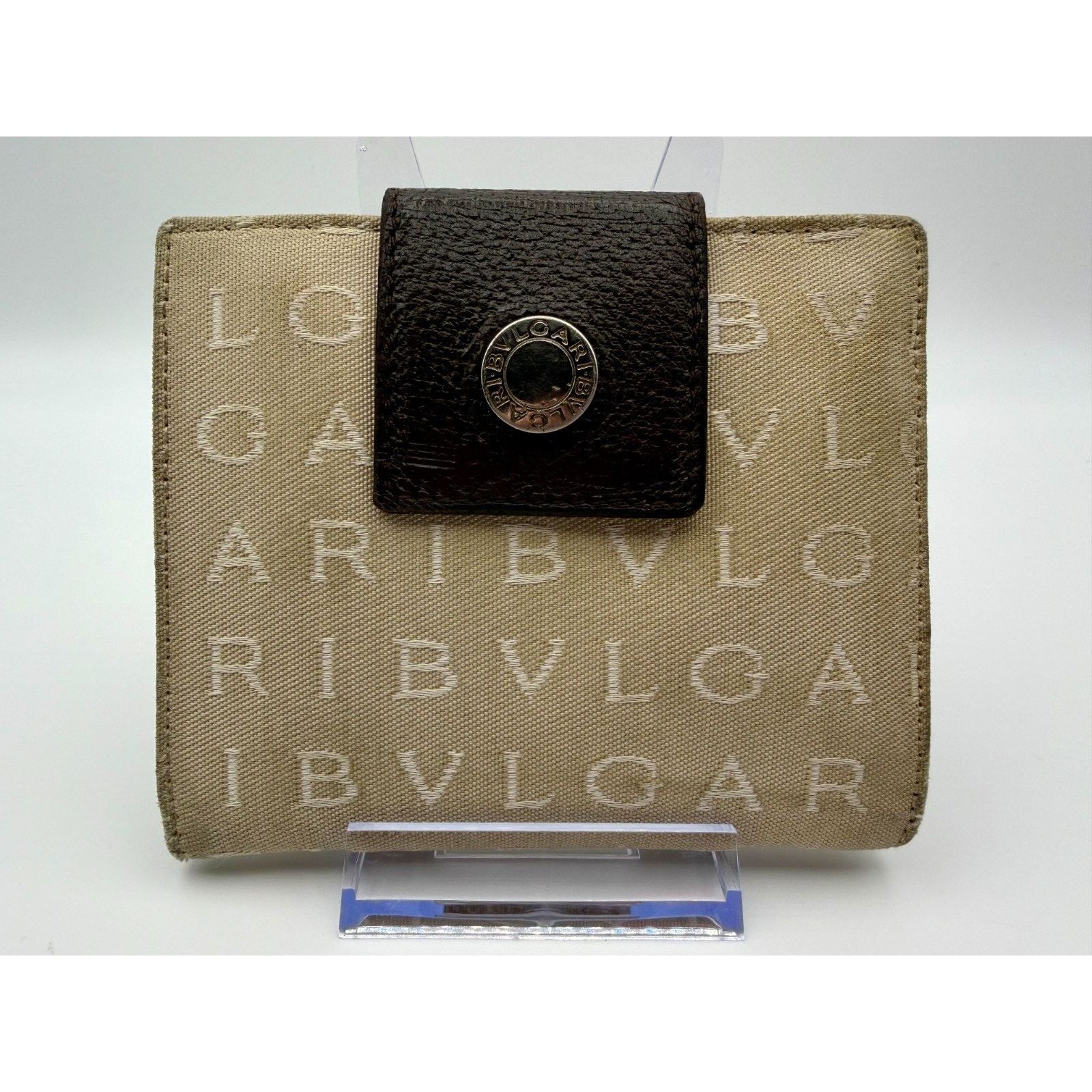 Bvlgari BULGARI Logo Canvas Mens Wallet Snap Brown Beige Italy COA Size ONE SIZE - 1 Thumbnail