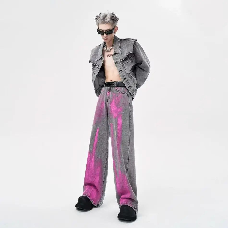 Japanese Brand Retro Graffiti Printed Jeans Size US 32 / EU 48 - 3 Thumbnail