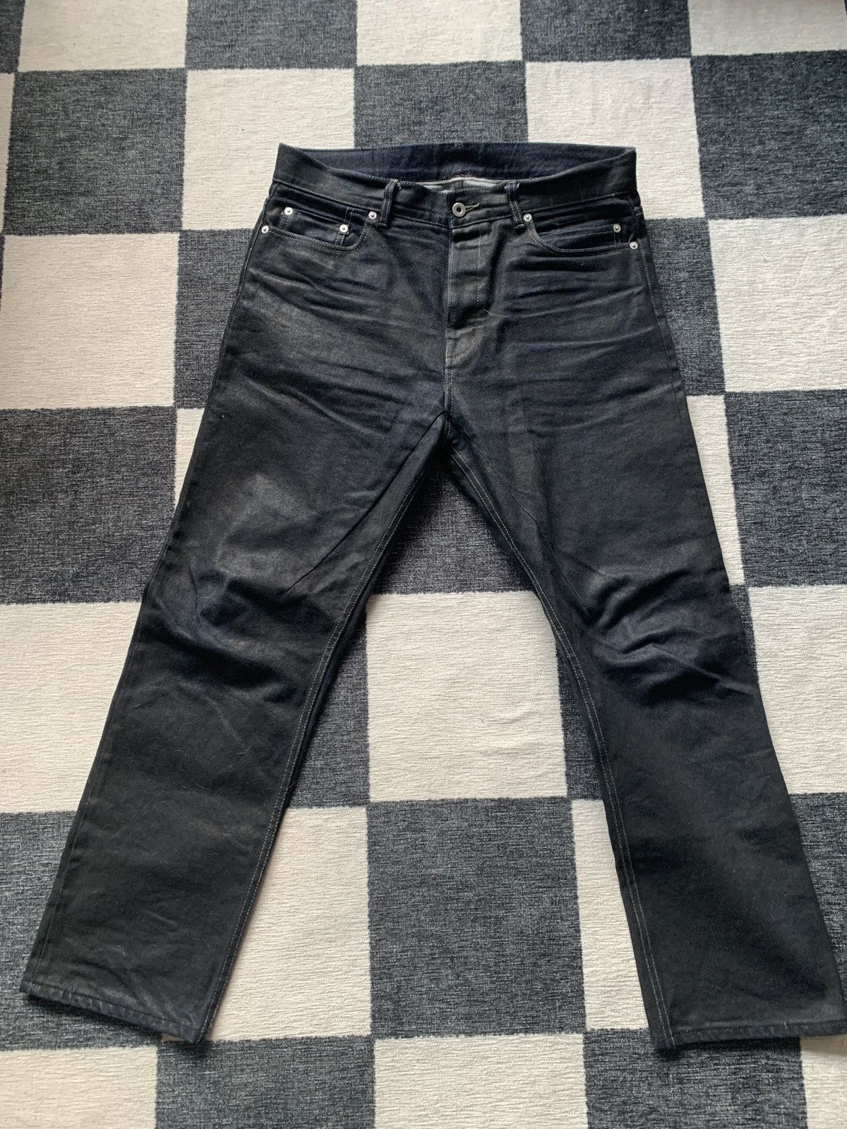 Rick Owens Drkshdw Made in Japan Drkshdw X Self Edge Detroit Cut Waxed Jeans Size US 34 / EU 50 - 1 Thumbnail