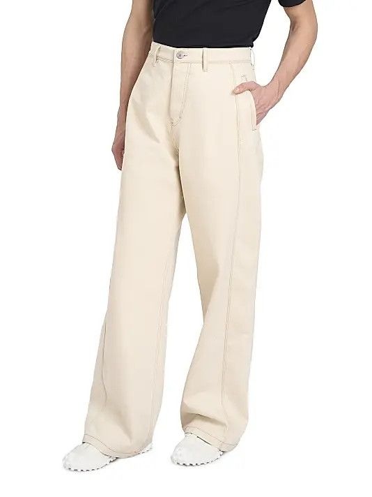 AMI os11x0226 Side Panel Wide-Leg Jeans In Ivory Size US 32 / EU 48 - 4 Thumbnail