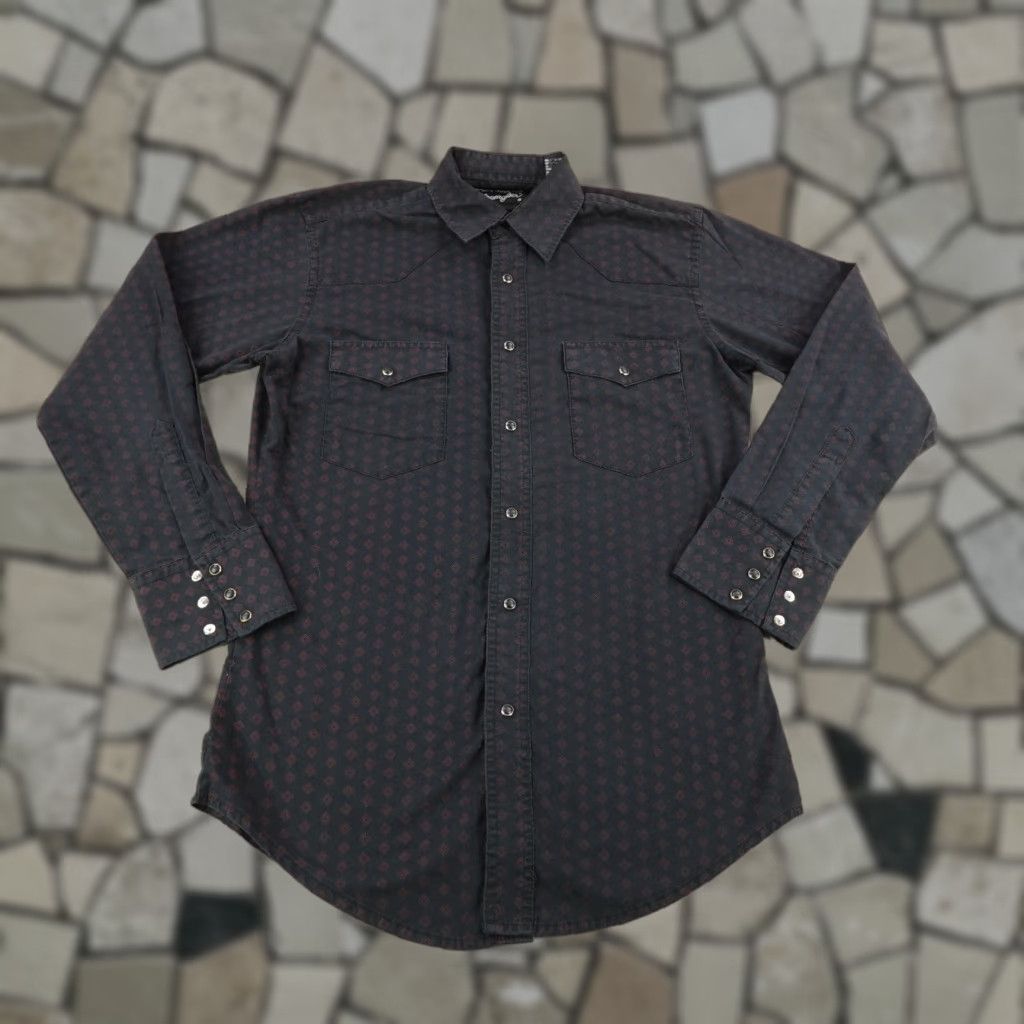 Wrangler Wrangler Shirt Men Small Black Red Geometric Diamonds Western Pearl Snap Ranch ^ Size US S / EU 44-46 / 1 - 1 Thumbnail
