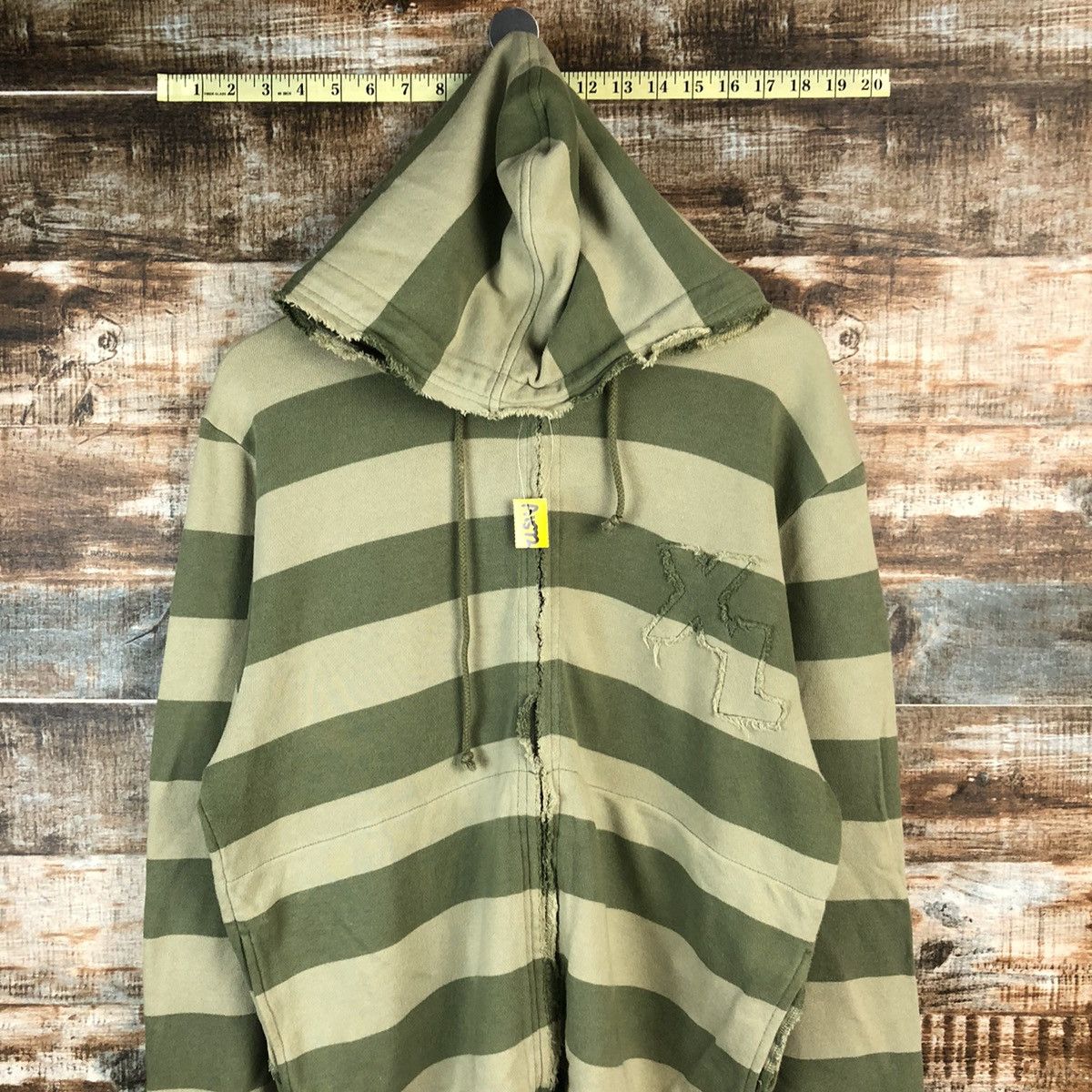 XLarge Japan Stripe prison Green Hoodie #A1572